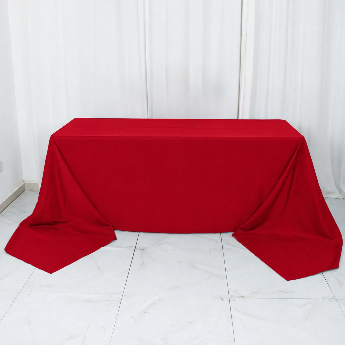 90"x156" Wine Seamless Premium Polyester Rectangular Tablecloth - 220GSM for 8 Foot Table With Floor