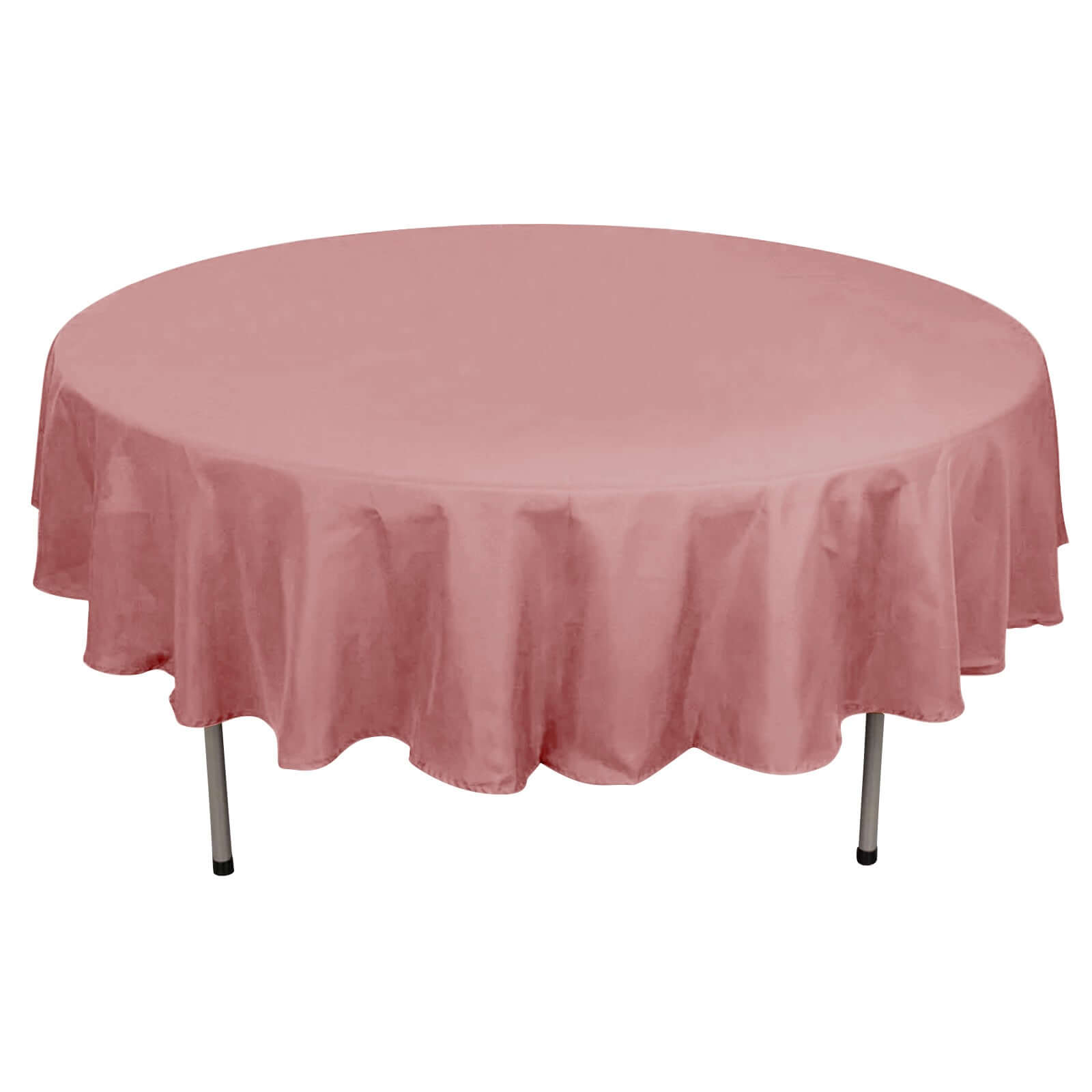 Round Dusty Rose Polyester Tablecloth 90 Inch