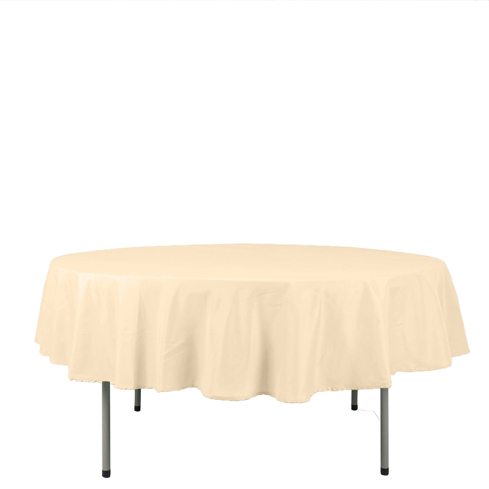 Beige Polyester Round Tablecloth 90 Inch 