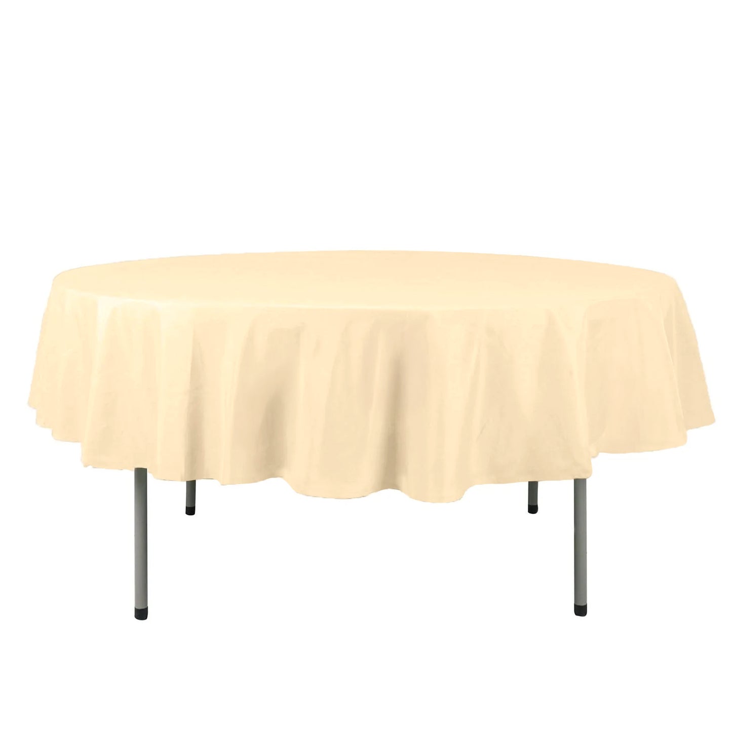 Beige Polyester Round Tablecloth 90 Inch 