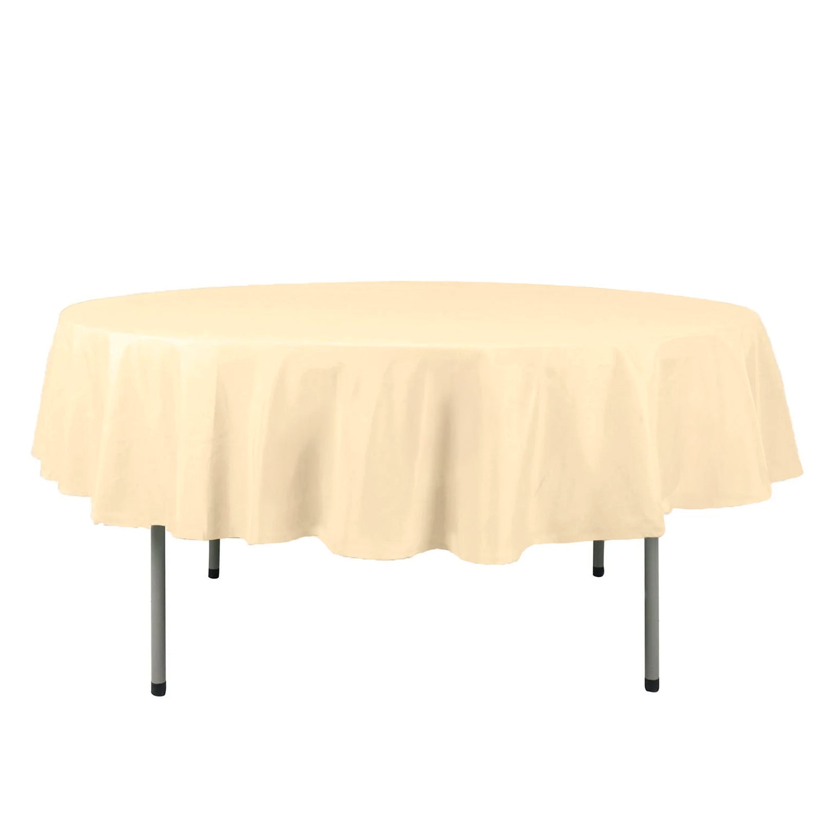 Beige Polyester Round Tablecloth 90 Inch 