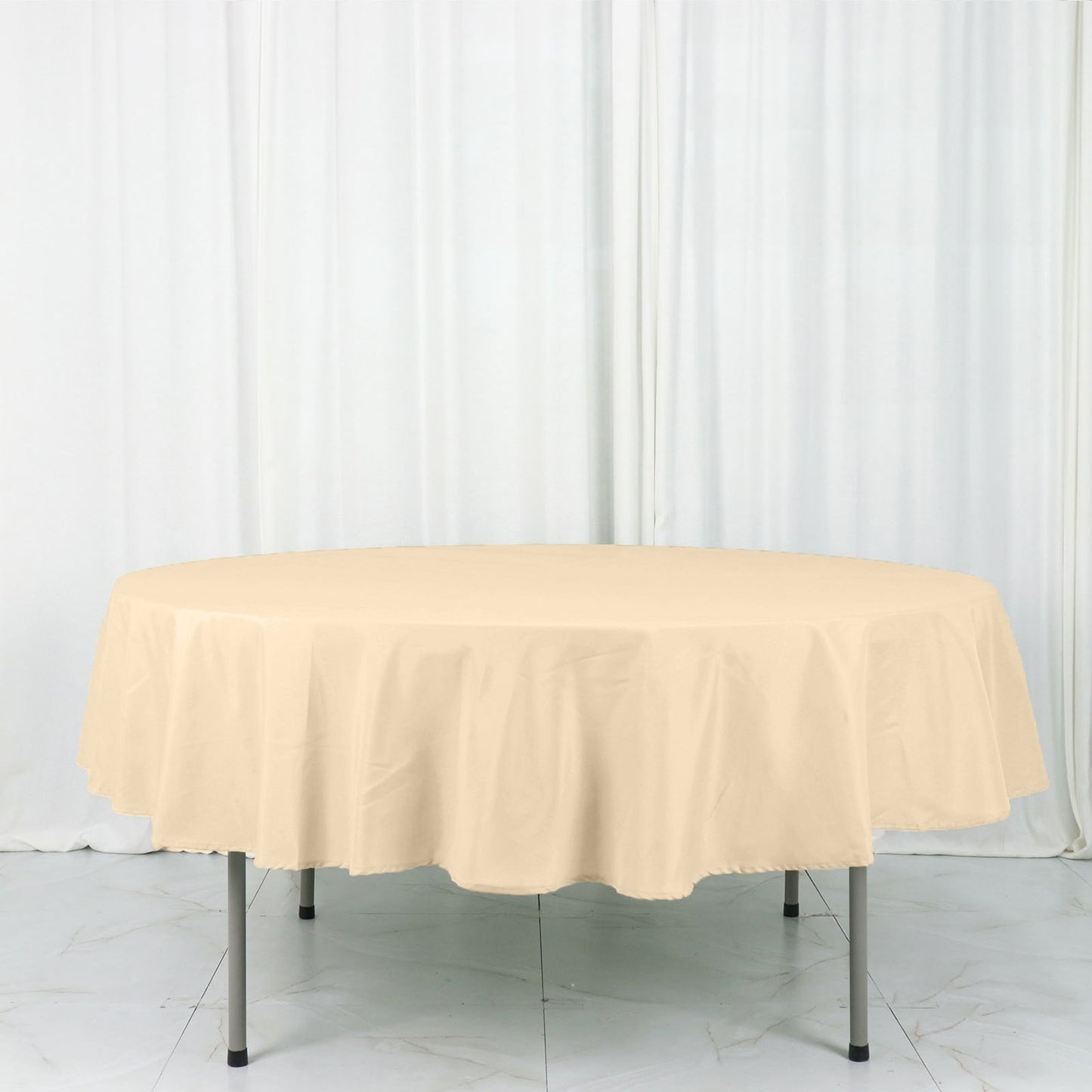 90" Beige Polyester Round Tablecloth