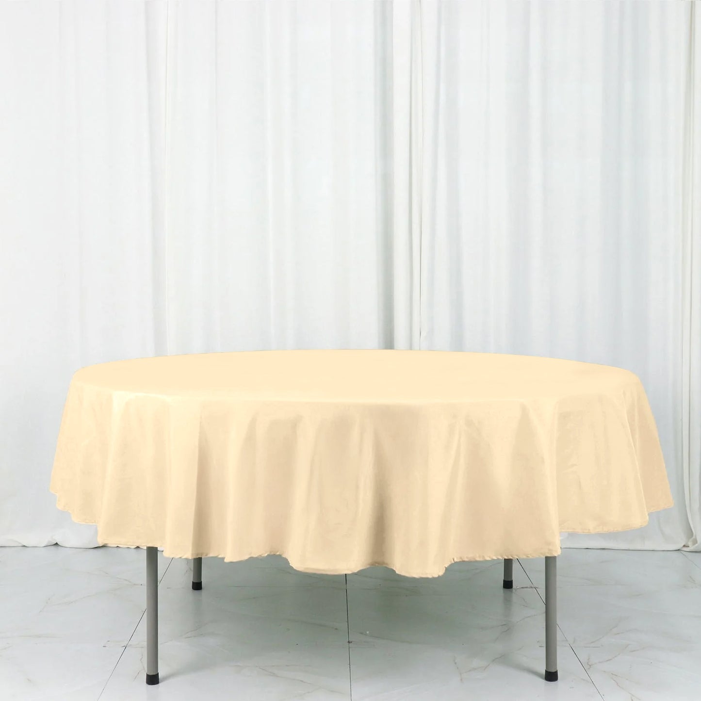 90" Beige Polyester Round Tablecloth