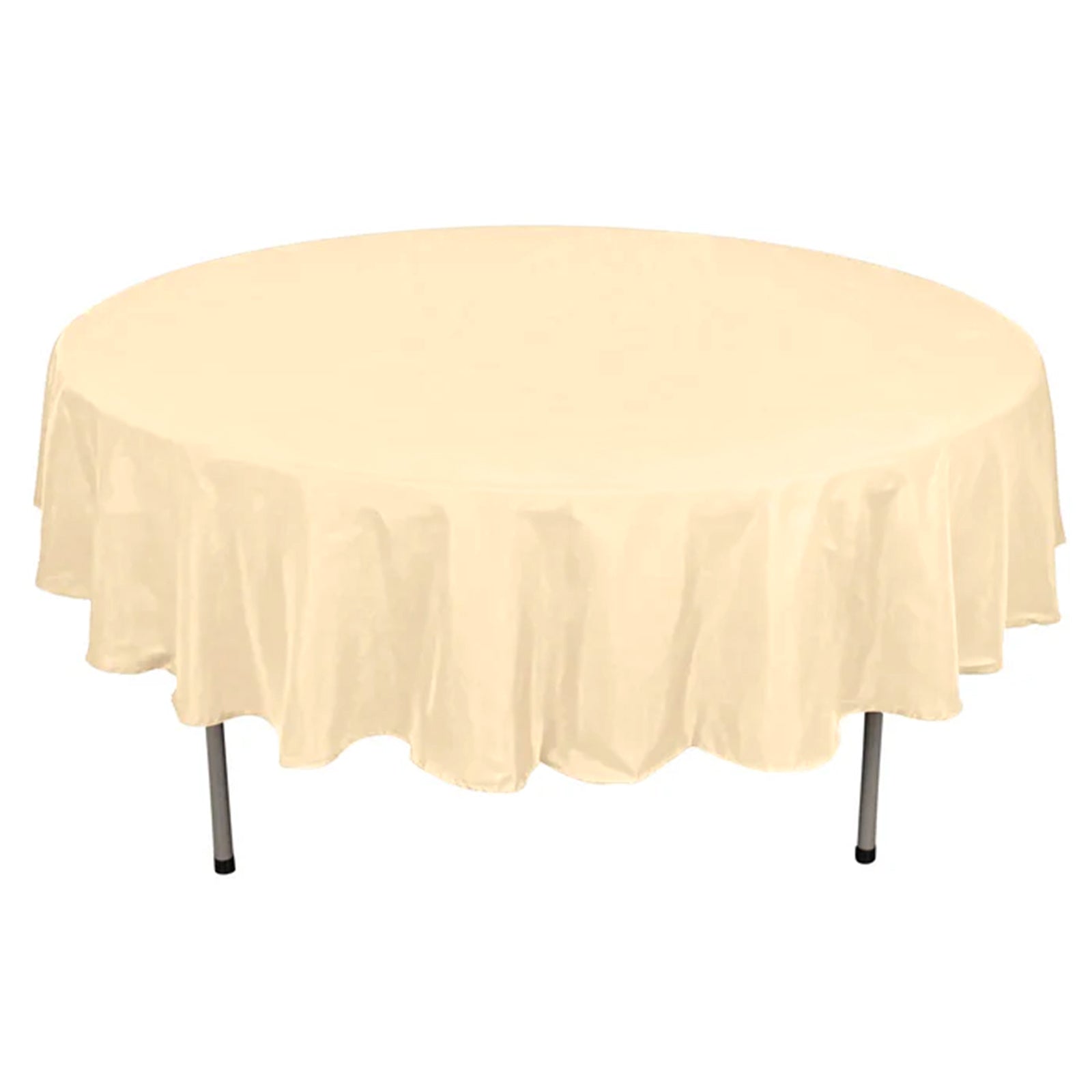 Beige Colored 90 Inch Round Polyester Tablecloth