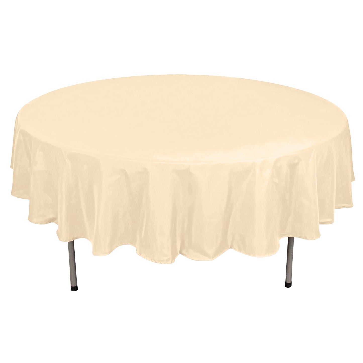 Beige Colored 90 Inch Round Polyester Tablecloth