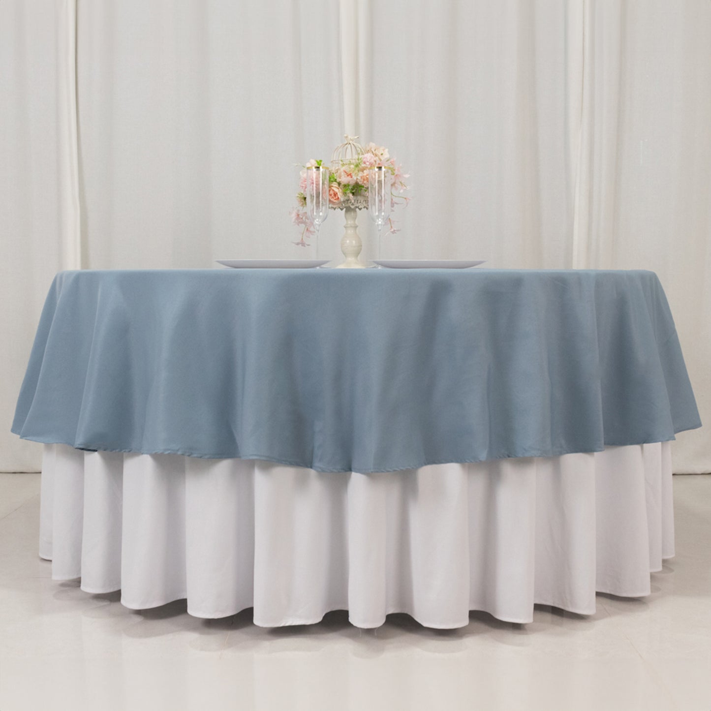 90" Dusty Blue Premium Polyester Round Tablecloth - 220GSM