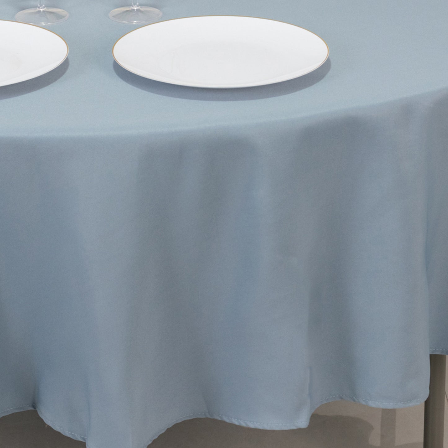 90" Dusty Blue Premium Polyester Round Tablecloth - 220GSM