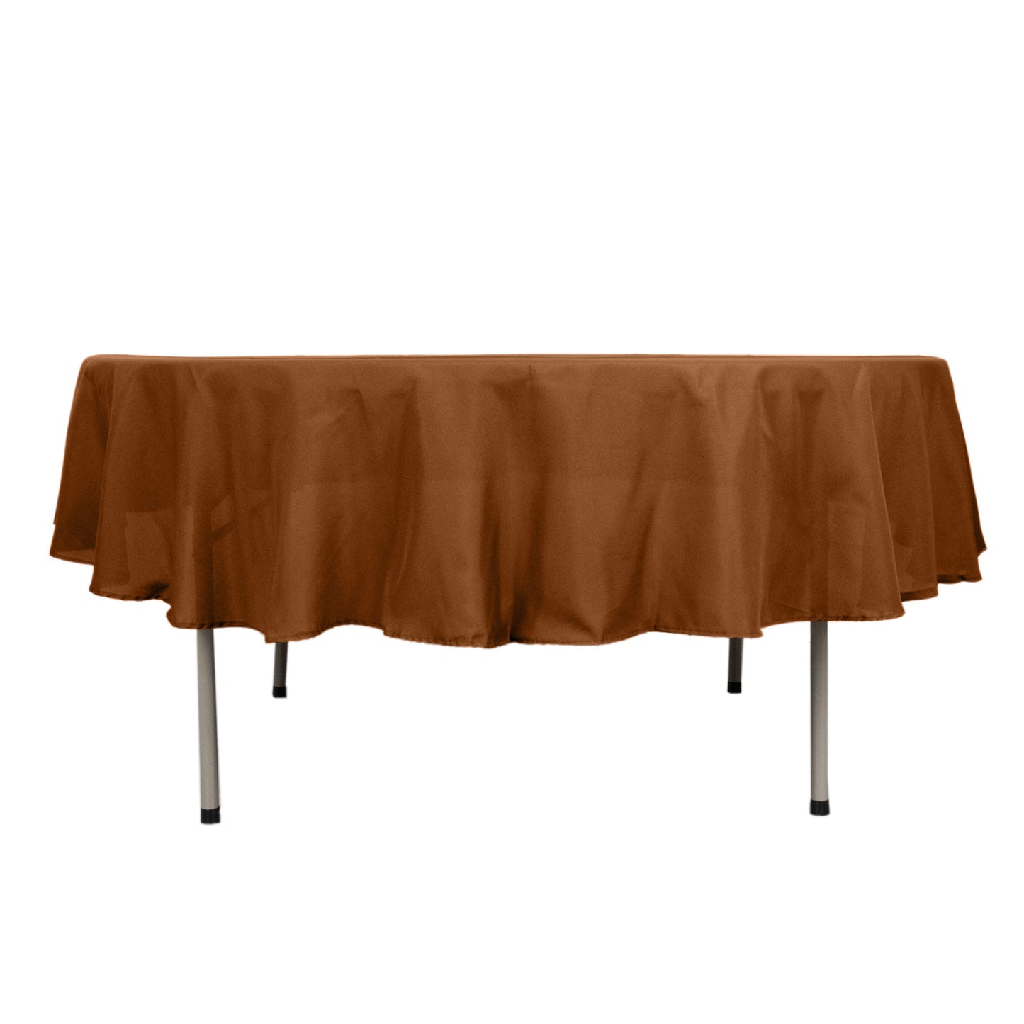 90" Cinnamon Brown Polyester Round Tablecloth