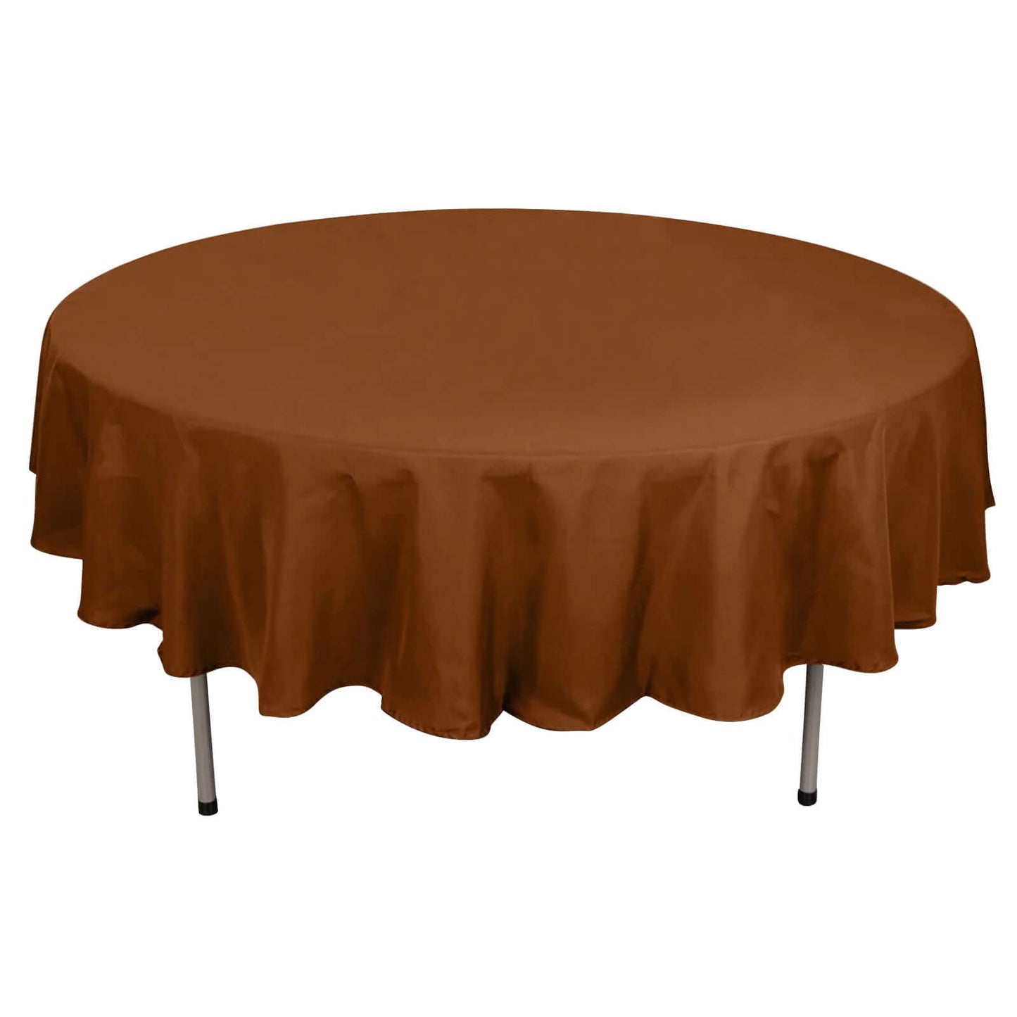 90" Cinnamon Brown Polyester Round Tablecloth