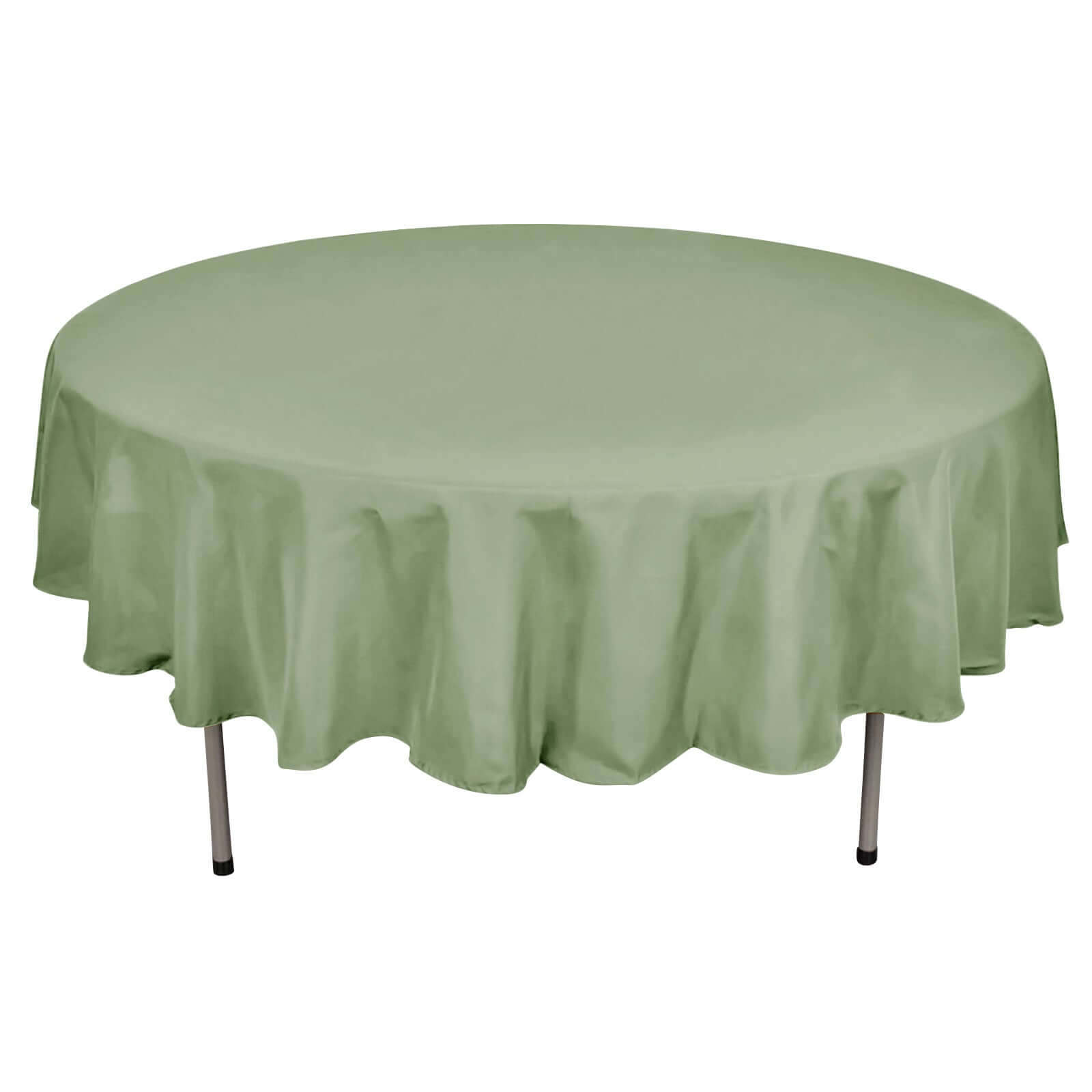 Seamless Round Tablecloth Polyester 90 Inch Eucalyptus Sage Green Hemmed