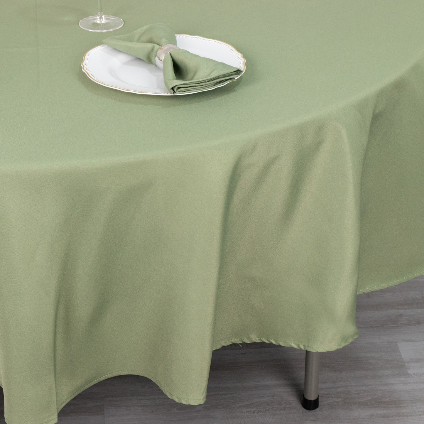 90" Dusty Sage Green Premium Polyester Round Tablecloth - 220GSM