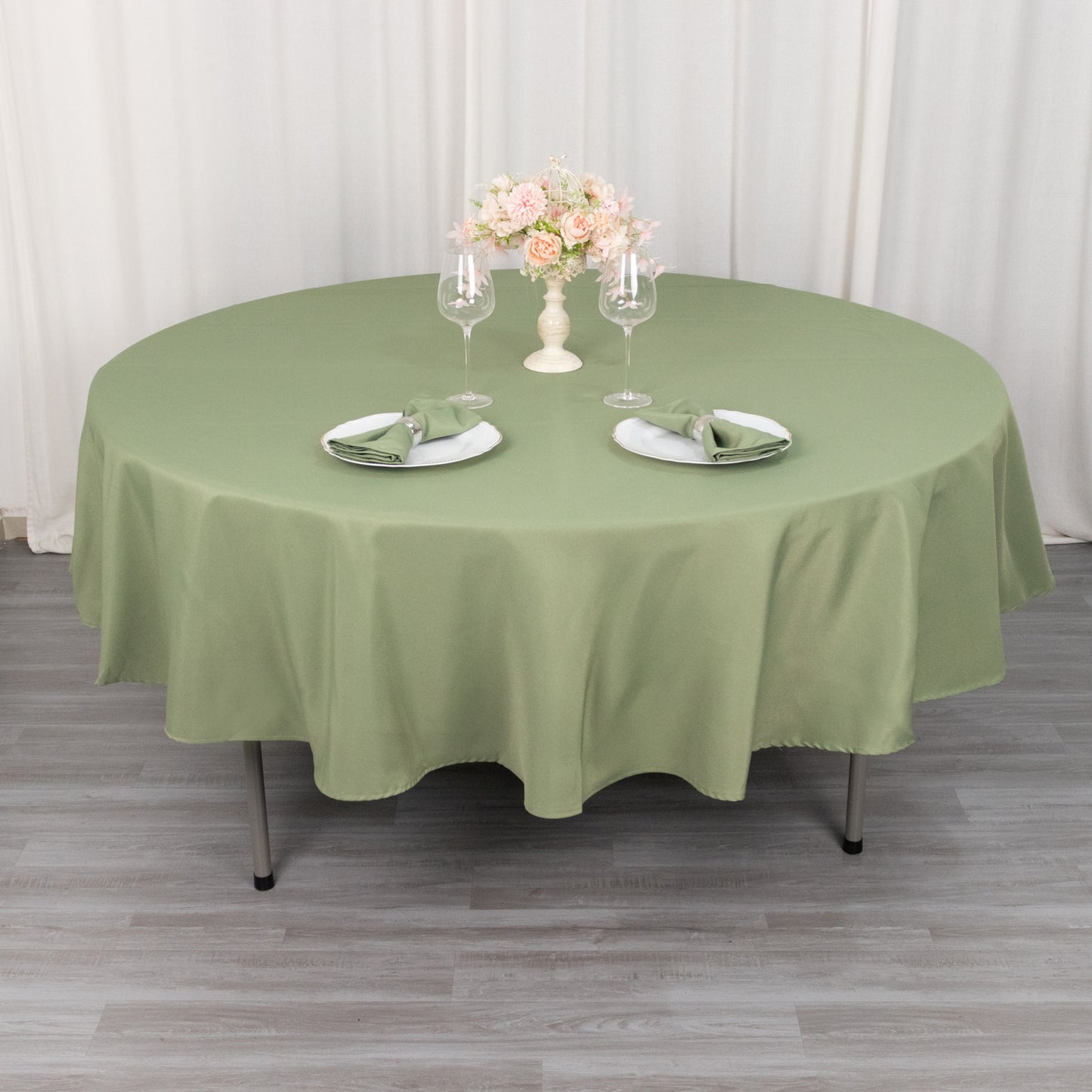 90" Dusty Sage Green Premium Polyester Round Tablecloth - 220GSM