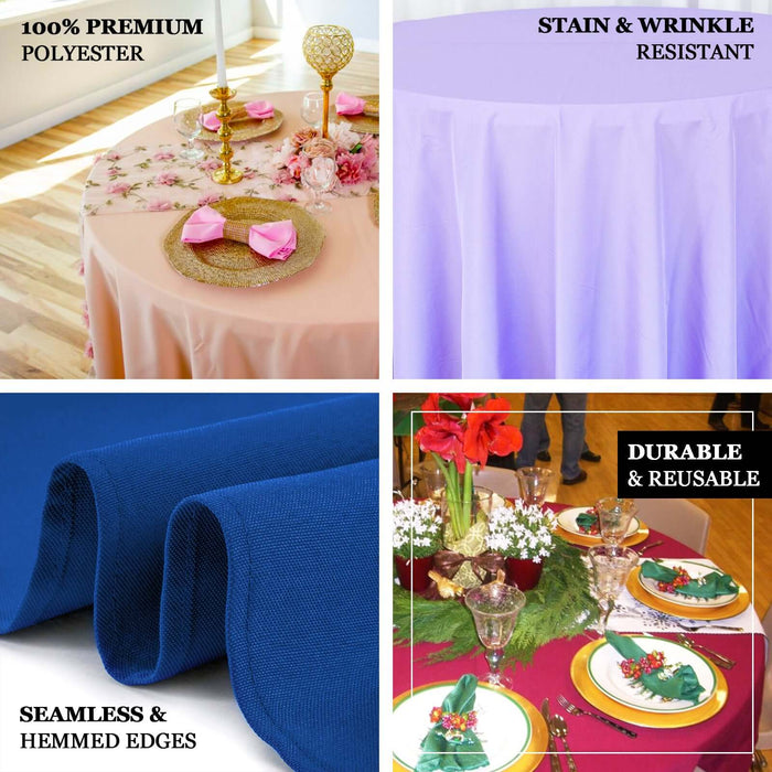 90" Burgundy Seamless Premium Polyester Round Tablecloth - 220GSM