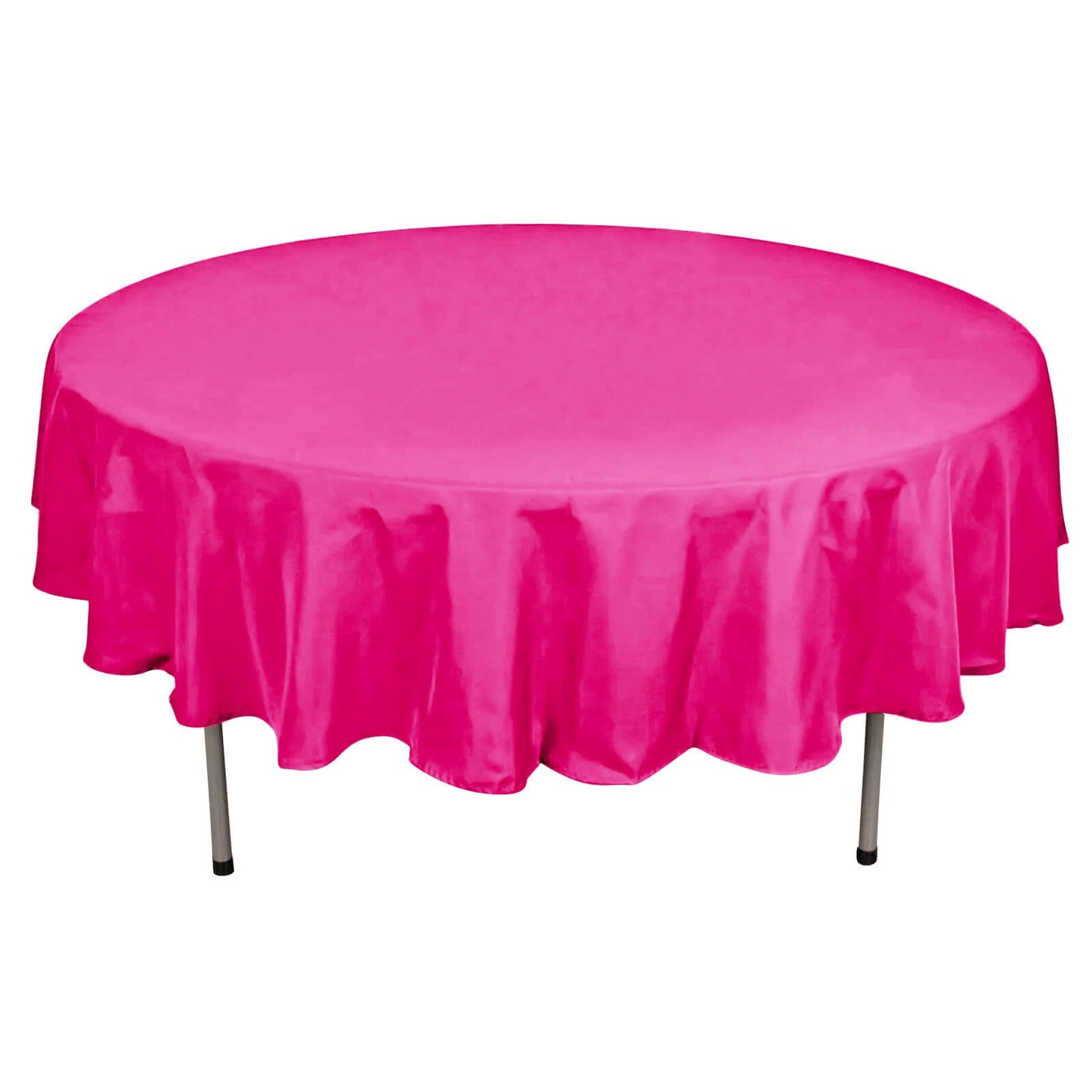 Fuchsia 90 Inch Polyester Round Tablecloth