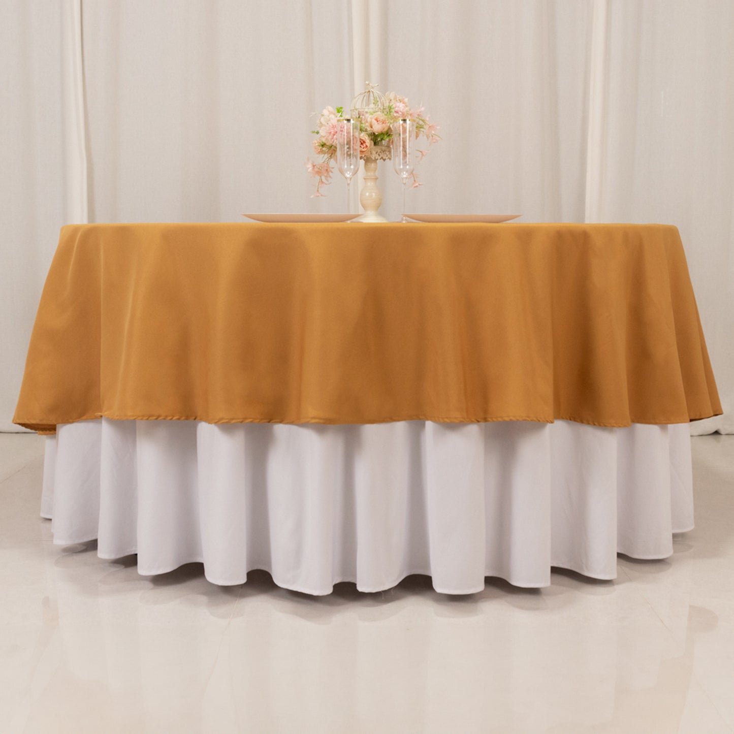 90" Gold Premium Polyester Round Tablecloth - 220GSM