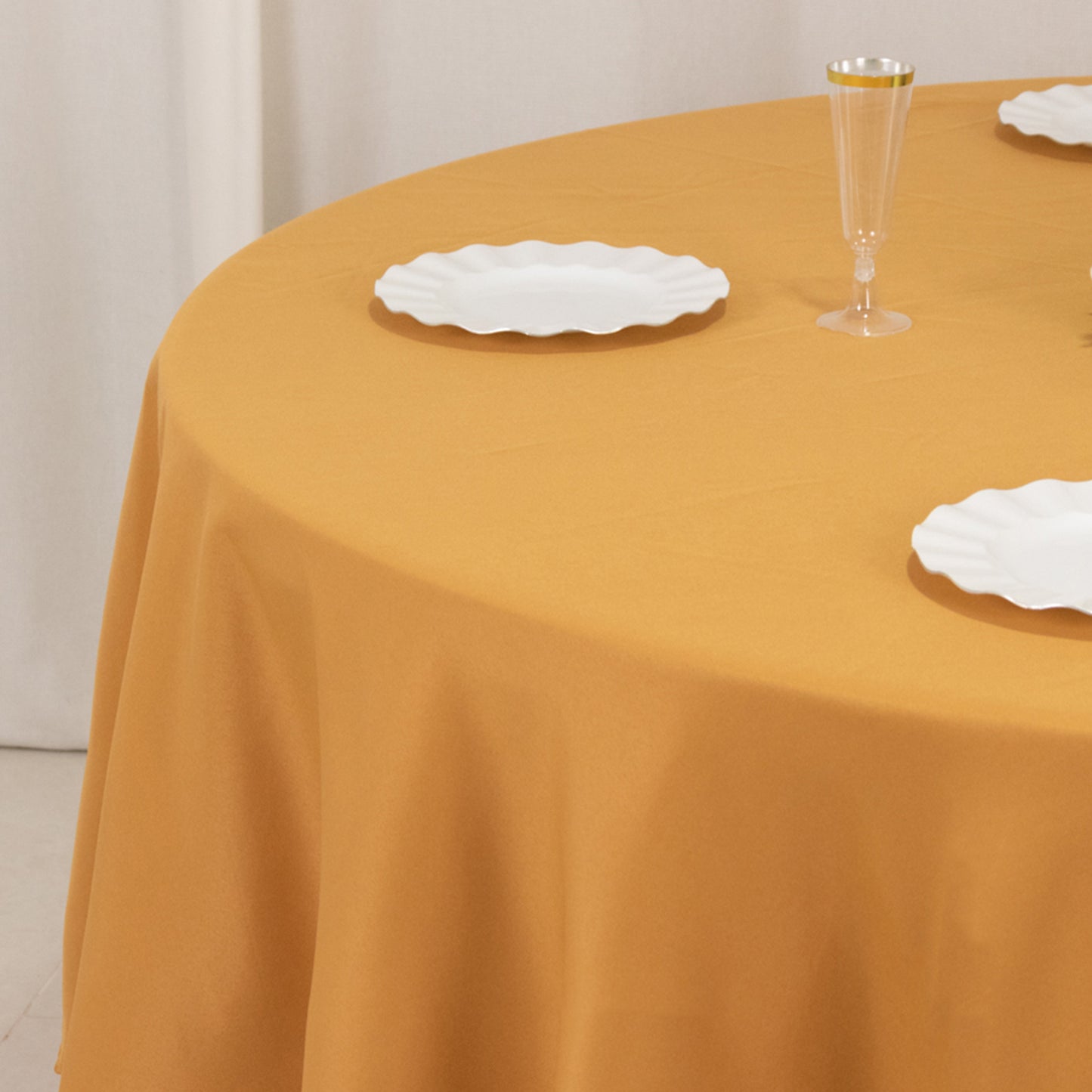 90" Gold Premium Polyester Round Tablecloth - 220GSM