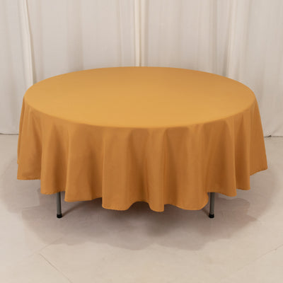 Gold Seamless Premium Polyester Round Tablecloth