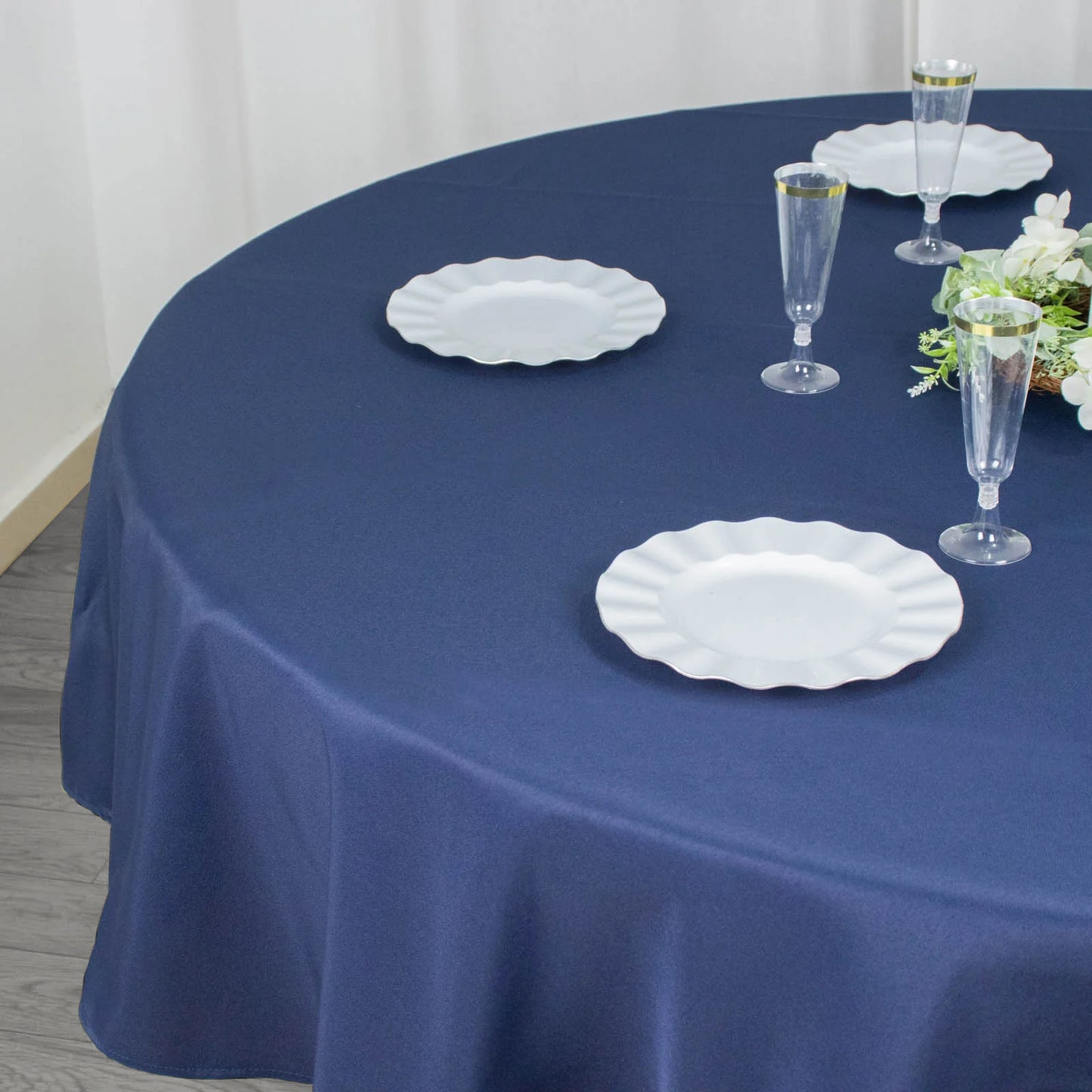 90" Navy Blue Premium Polyester Round Tablecloth - 220GSM