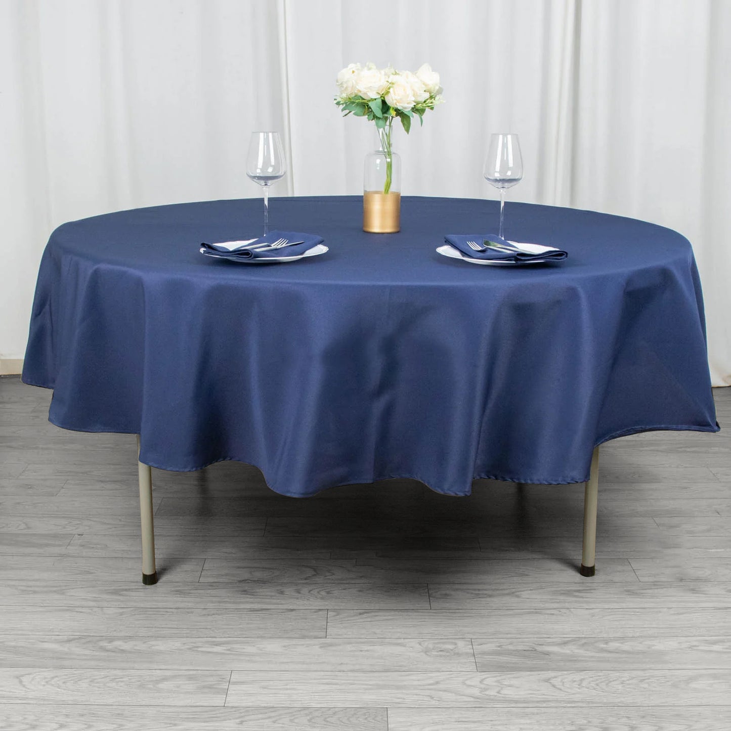 90" Navy Blue Premium Polyester Round Tablecloth - 220GSM