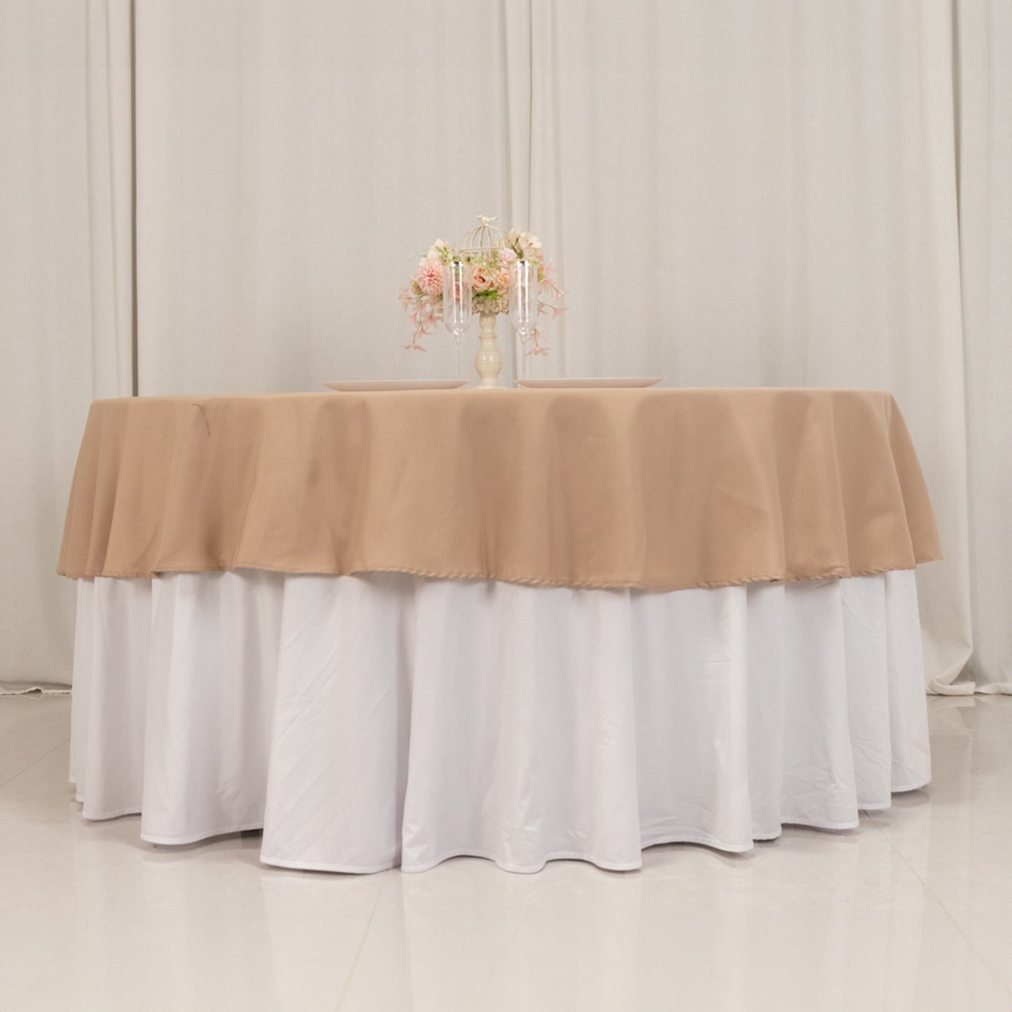 90" Nude Premium Polyester Round Tablecloth - 220GSM