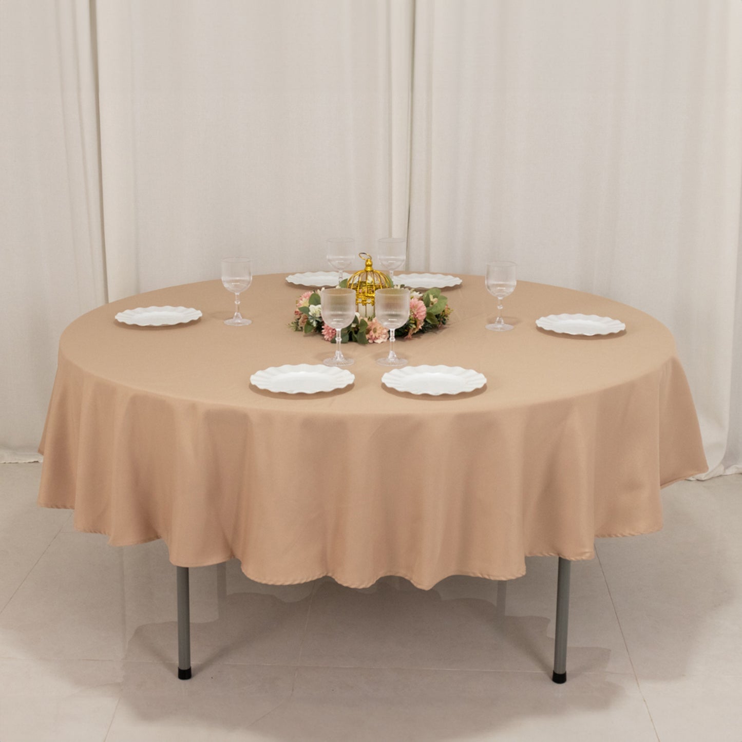 90" Nude Premium Polyester Round Tablecloth - 220GSM