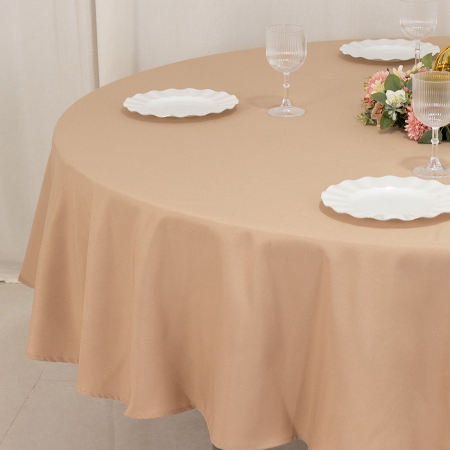 90" Nude Premium Polyester Round Tablecloth - 220GSM