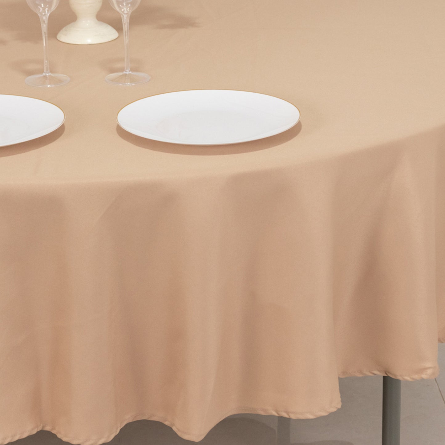 90" Nude Premium Polyester Round Tablecloth - 220GSM