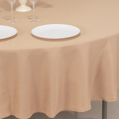 Wrinkle-Resistant Nude Polyester Round Tablecloth