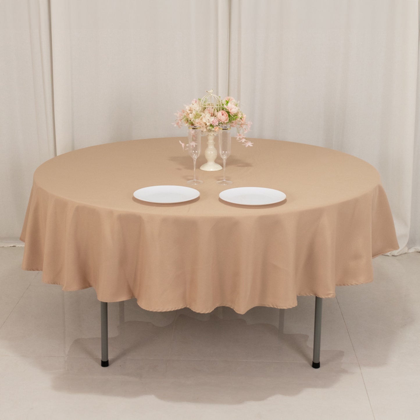 90" Nude Premium Polyester Round Tablecloth - 220GSM