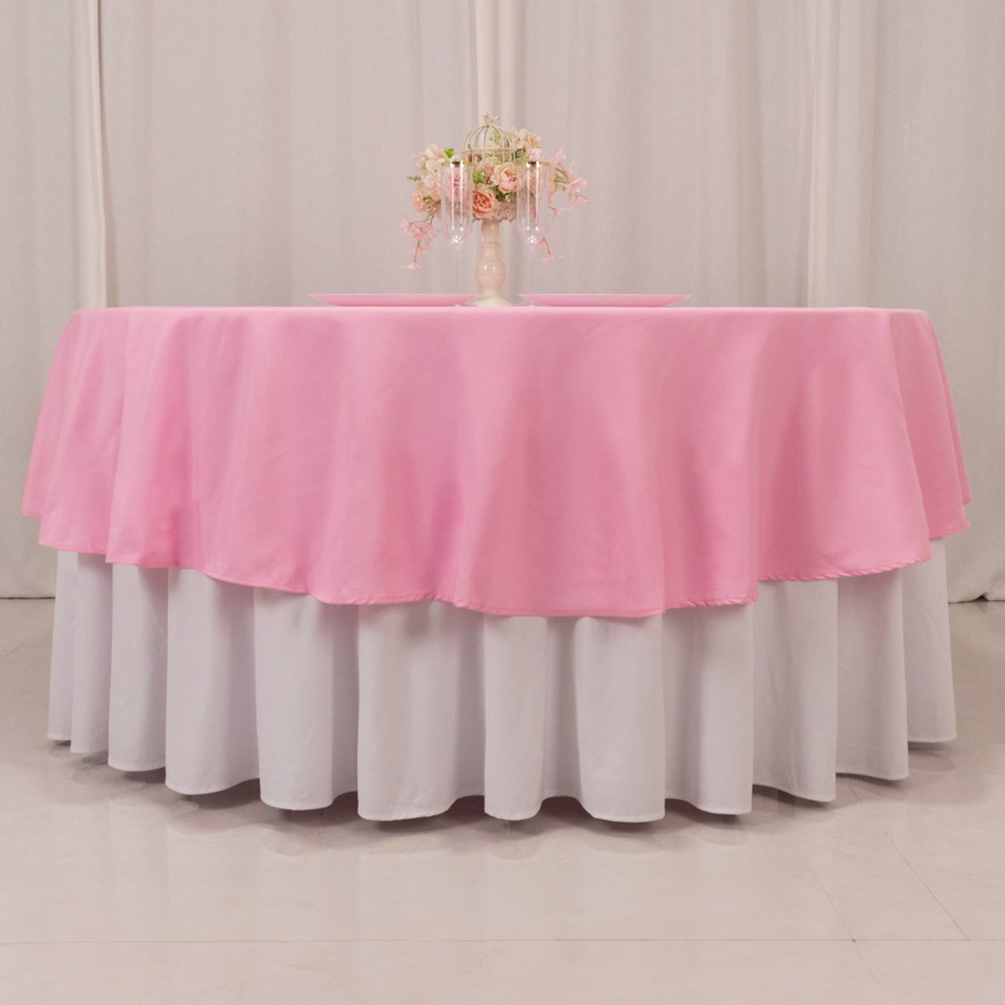 90" Pink Premium Polyester Round Tablecloth - 220GSM