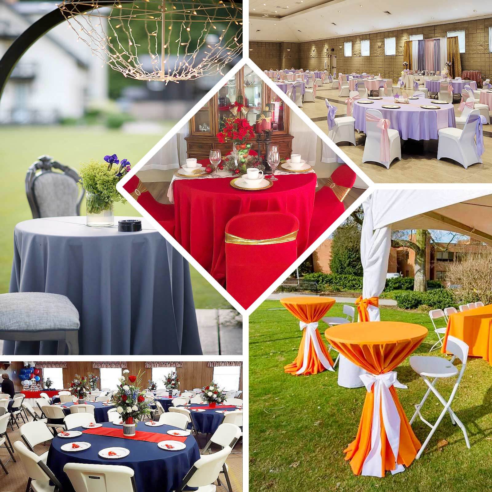 90" Orange Seamless Polyester Round Tablecloth