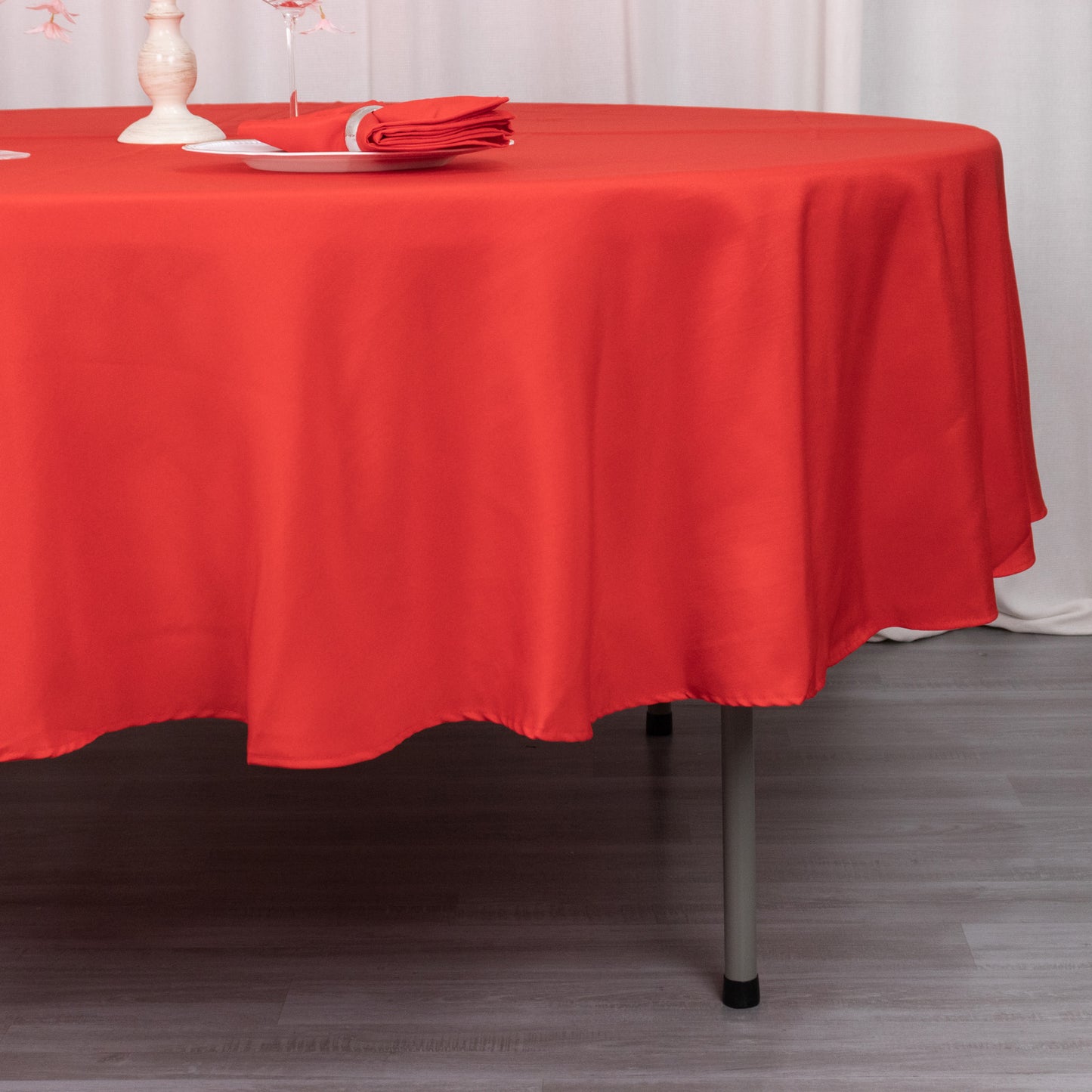 90" Red Premium Polyester Round Tablecloth - 220GSM