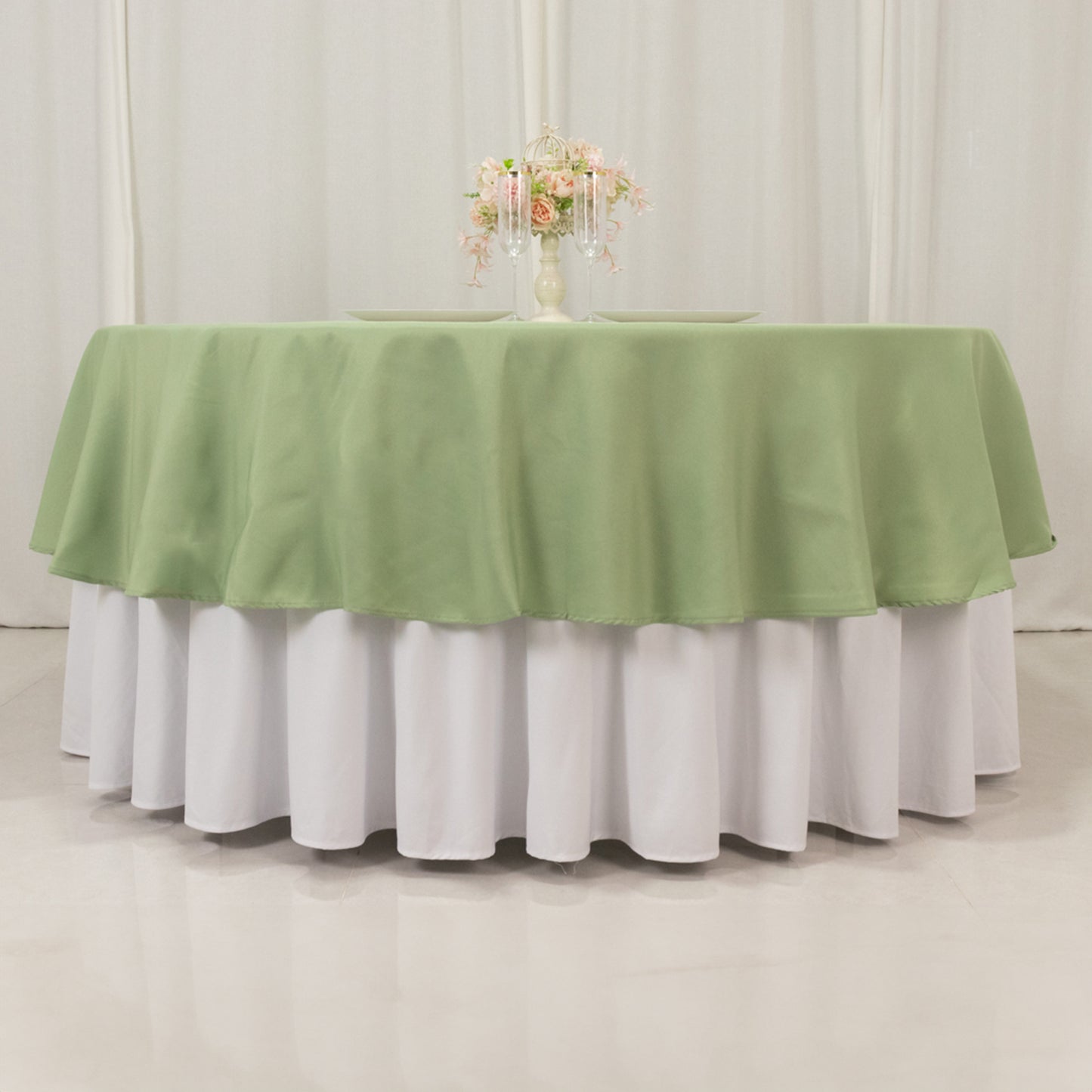 90" Sage Green Premium Polyester Round Tablecloth - 220GSM