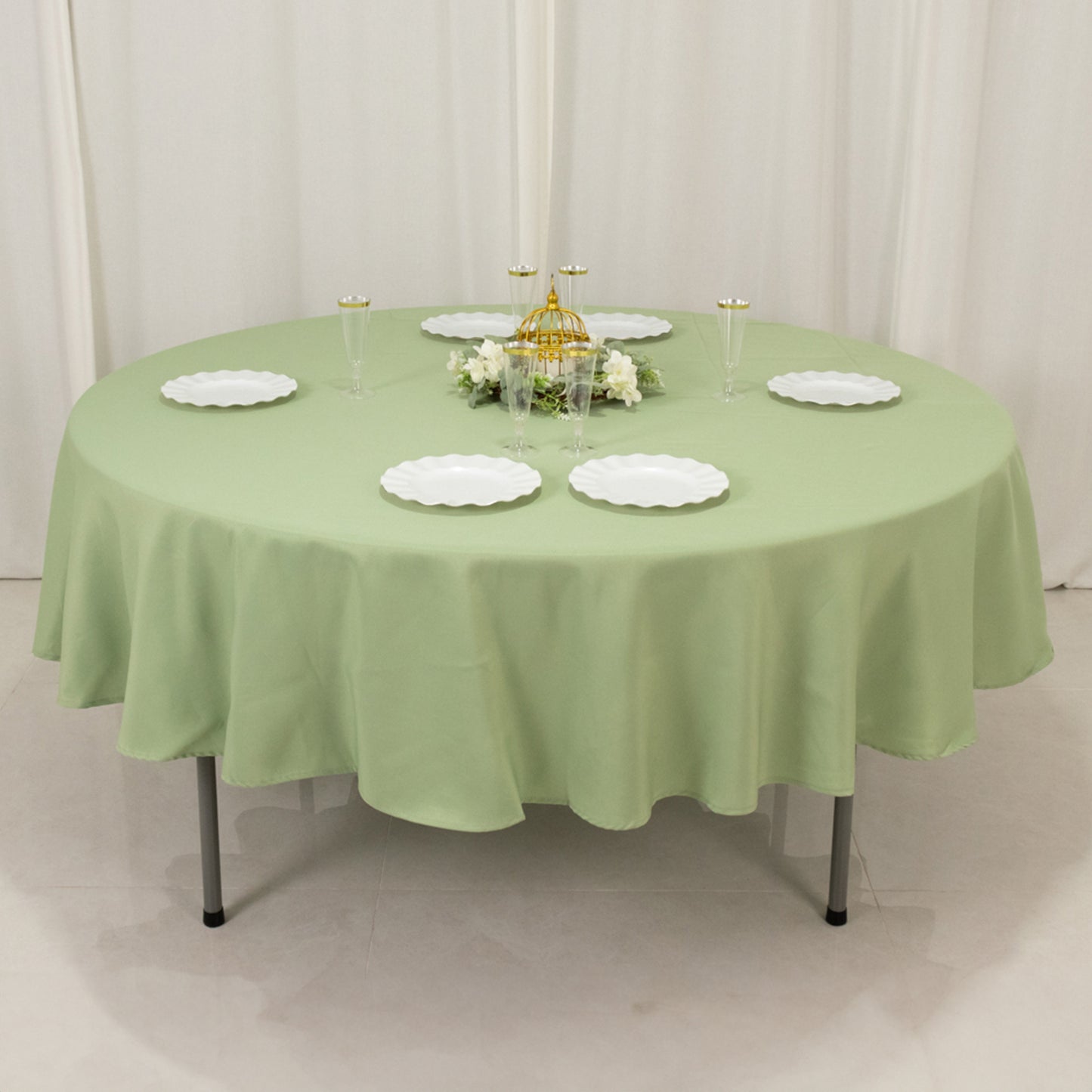 90" Sage Green Premium Polyester Round Tablecloth - 220GSM