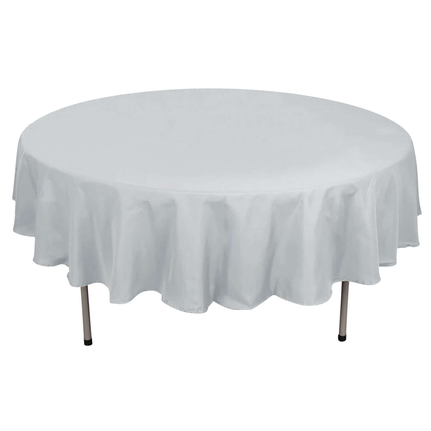 90 Inch Round Silver Polyester Tablecloth