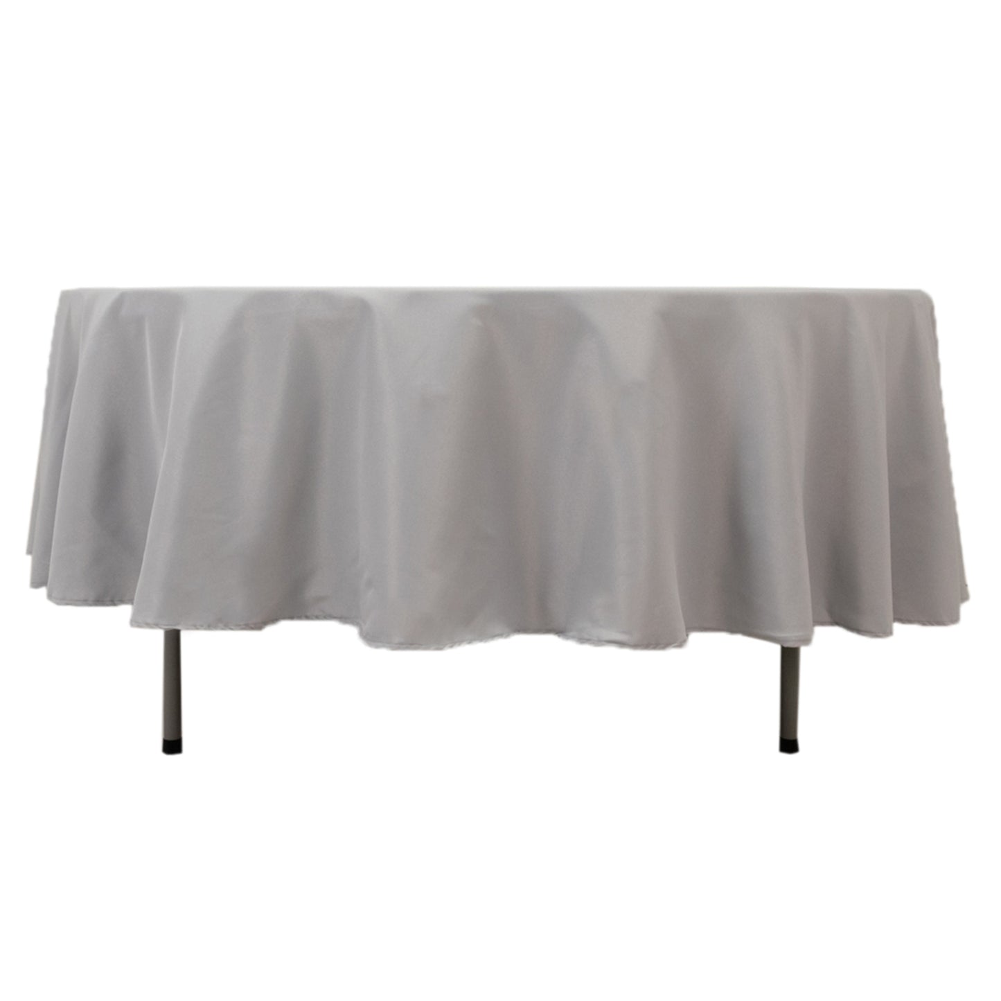 90" Silver Premium Polyester Round Tablecloth - 220GSM