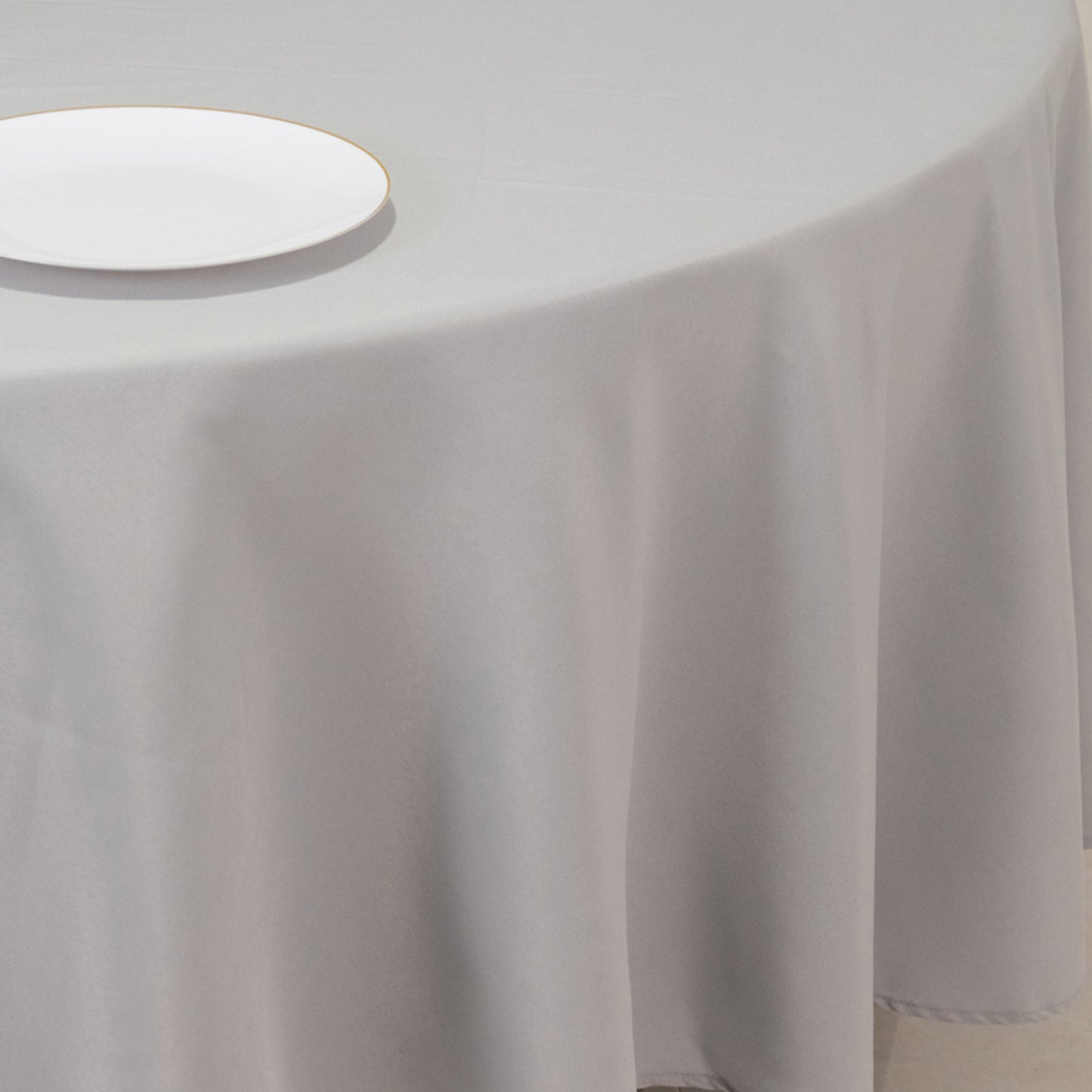 90" Silver Premium Polyester Round Tablecloth - 220GSM