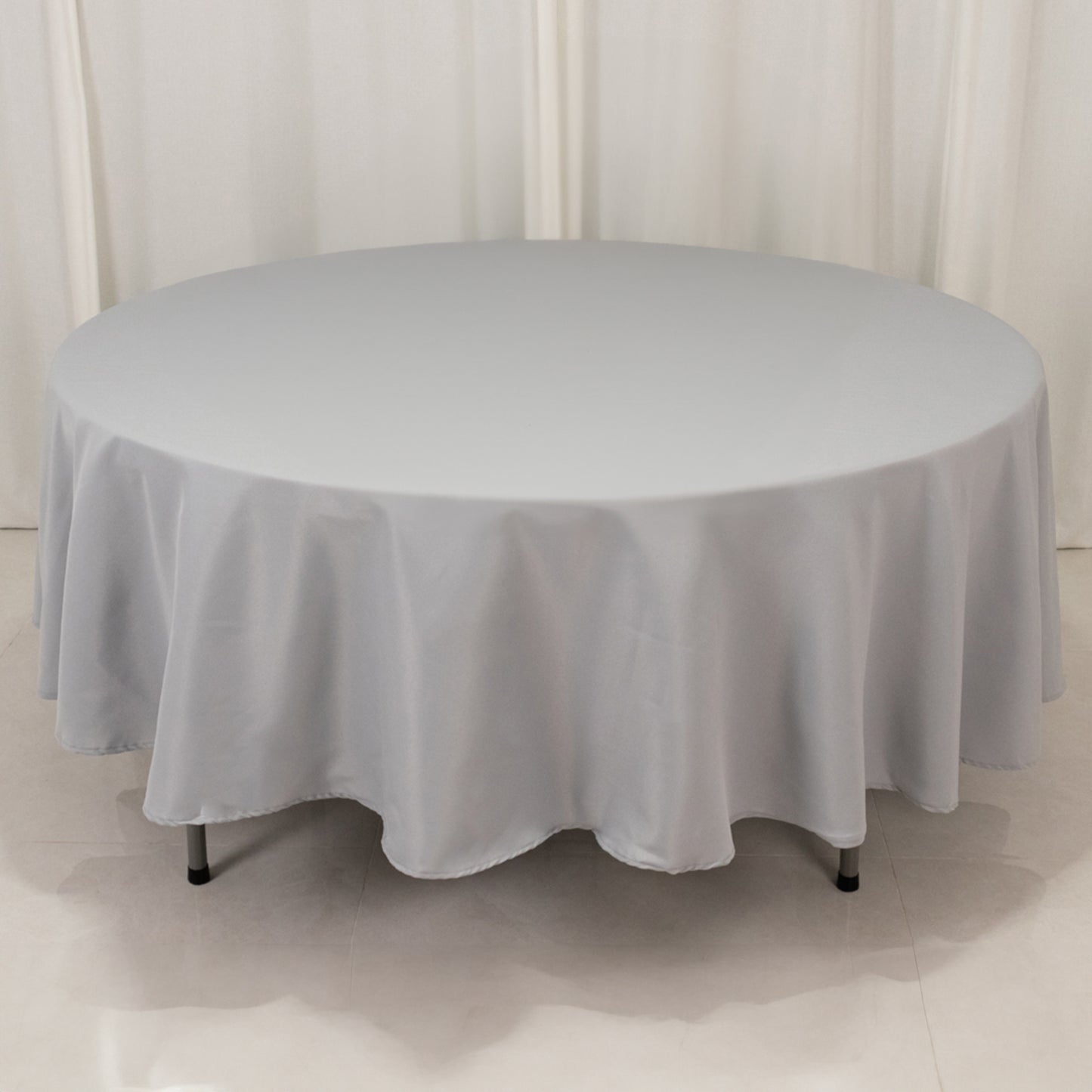 90" Silver Premium Polyester Round Tablecloth - 220GSM