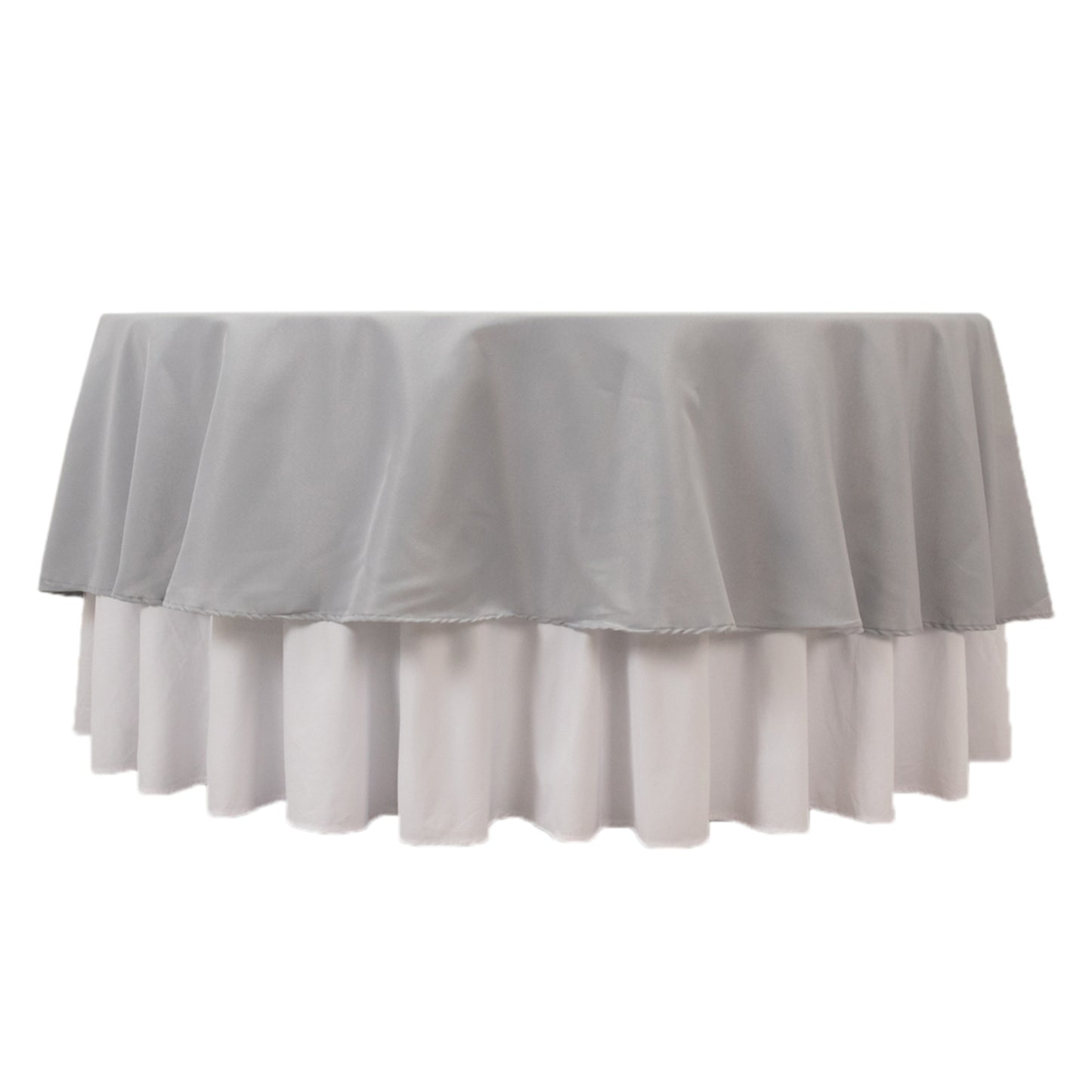 90" Silver Premium Polyester Round Tablecloth - 220GSM