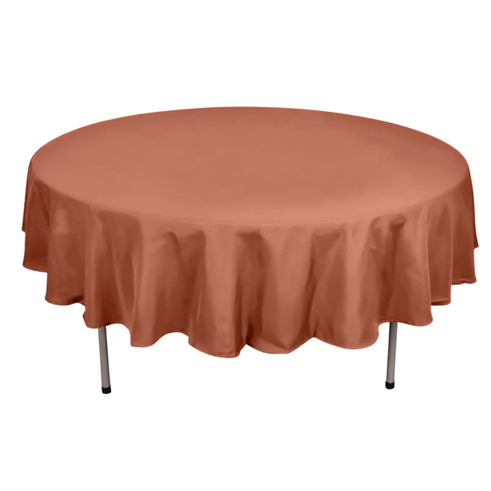 90 Inch Round Terracotta Polyester Tablecloth
