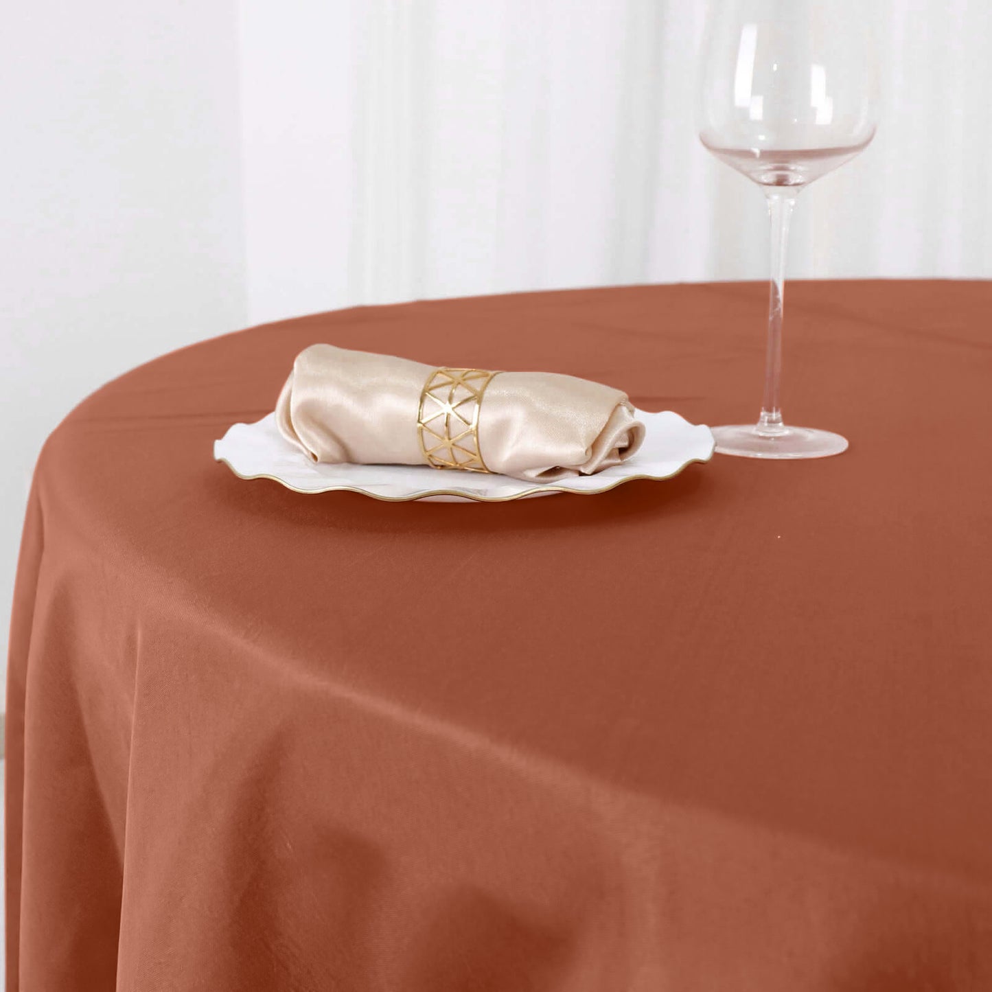 Terracotta Polyester 90 Inch Table Cover