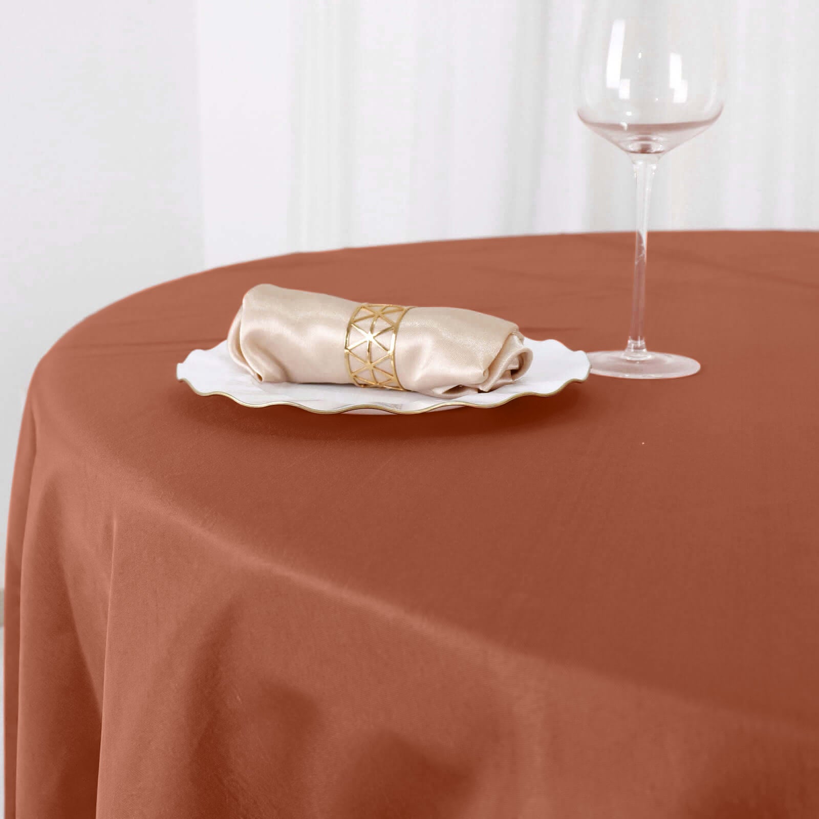 Terracotta Polyester 90 Inch Table Cover