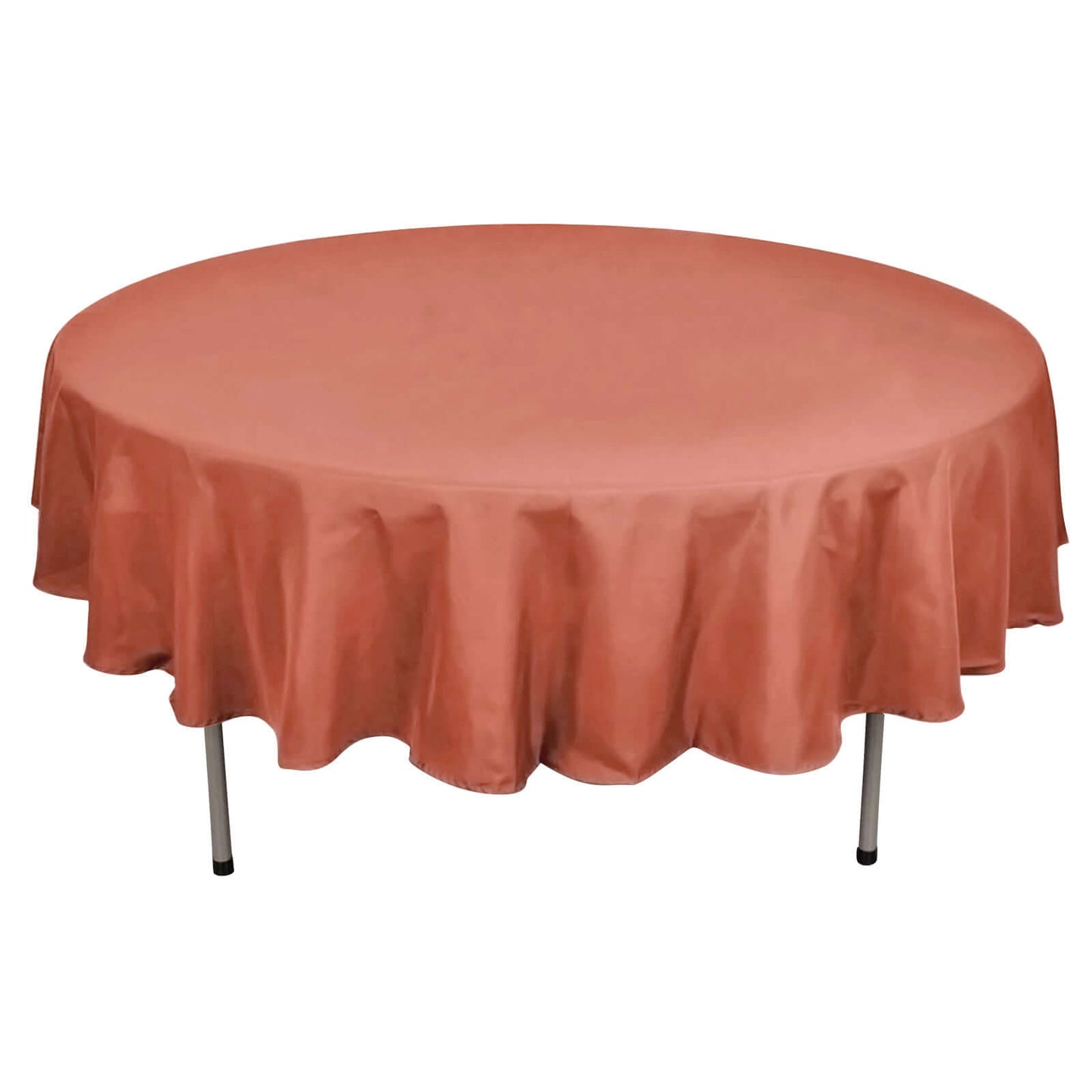 90 Inch Round Terracotta Polyester Tablecloth