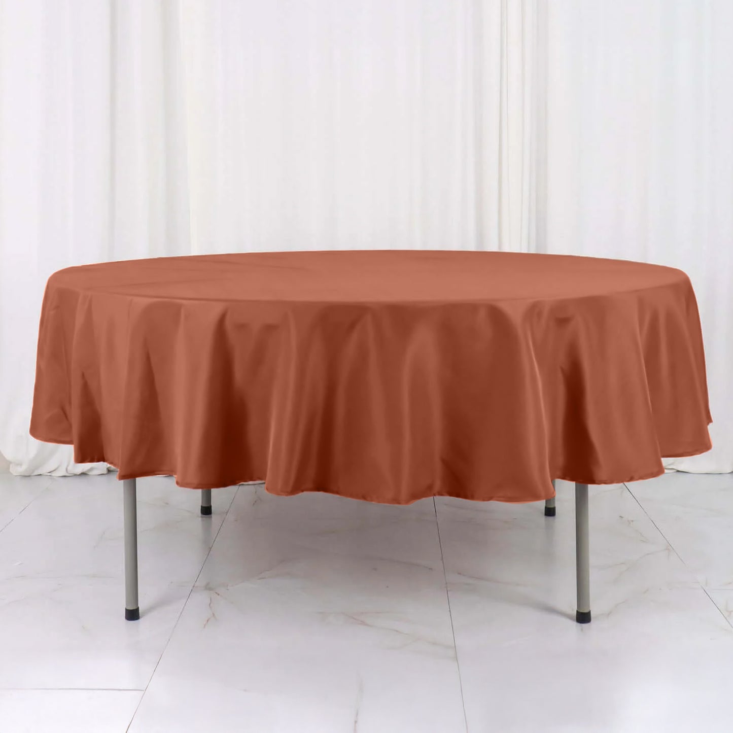 90" Terracotta (Rust) Polyester Round Tablecloth