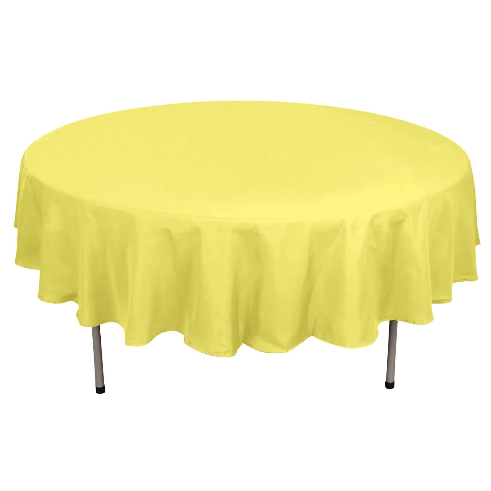 Polyester Round Tablecloth in Yellow 90 Inch