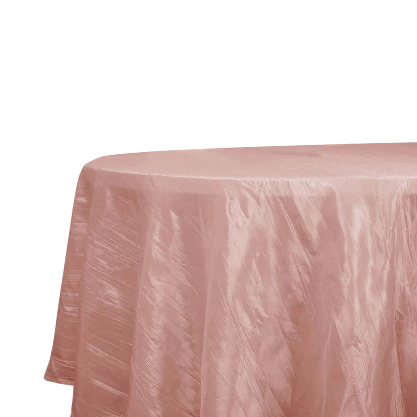 120" Dusty Rose Seamless Accordion Crinkle Taffeta Round Tablecloth