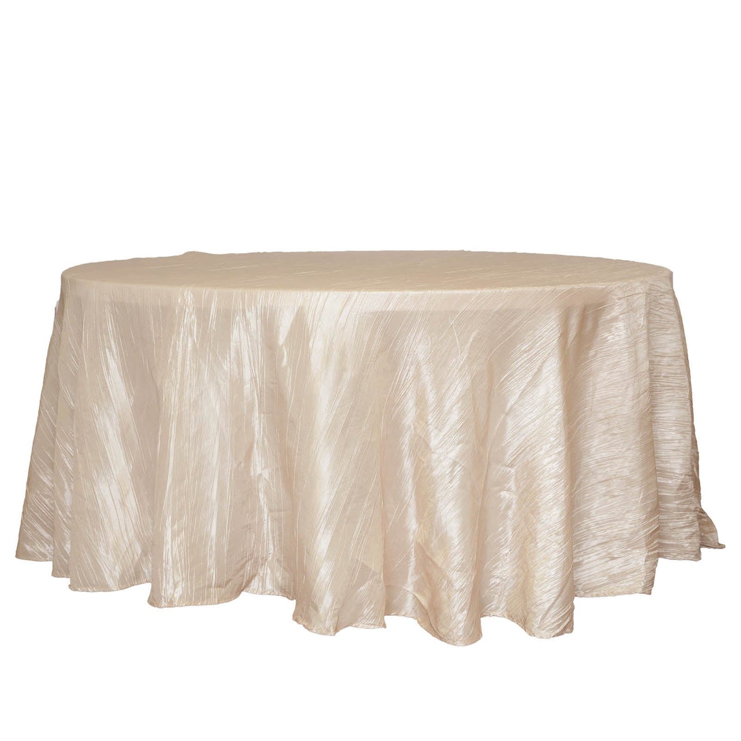 Round Tablecloth 120 Inch Pink Accordion Crinkle Taffeta Fabric