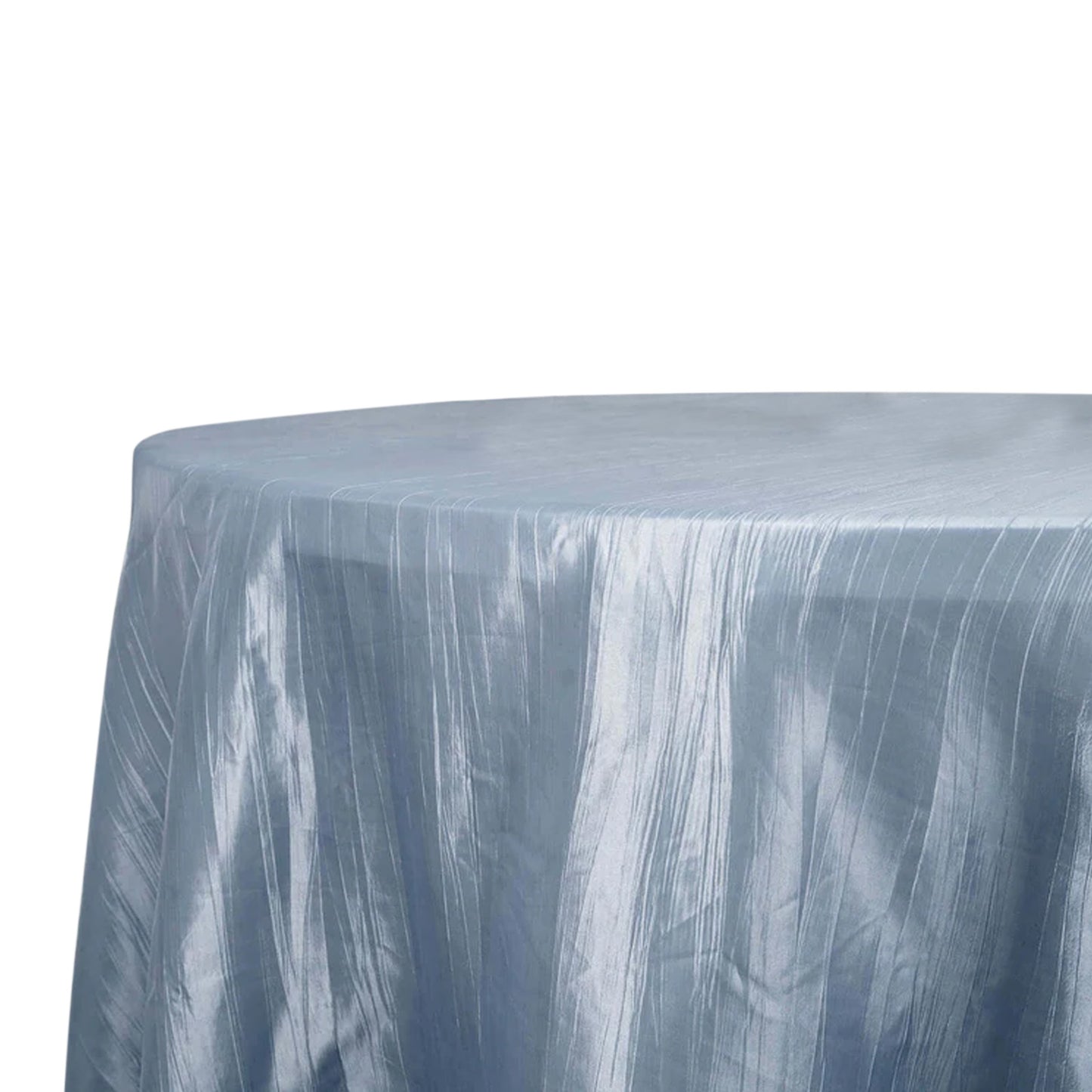 120" Dusty Blue Seamless Accordion Crinkle Taffeta Round Tablecloth