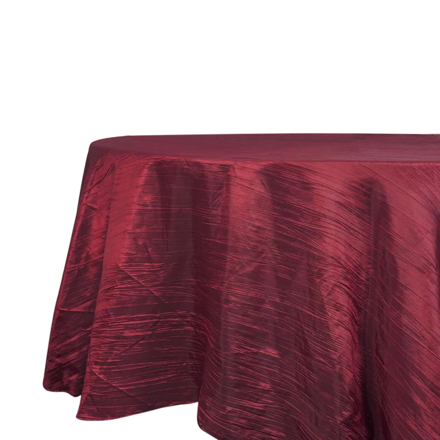 120" Burgundy Seamless Accordion Crinkle Taffeta Round Tablecloth