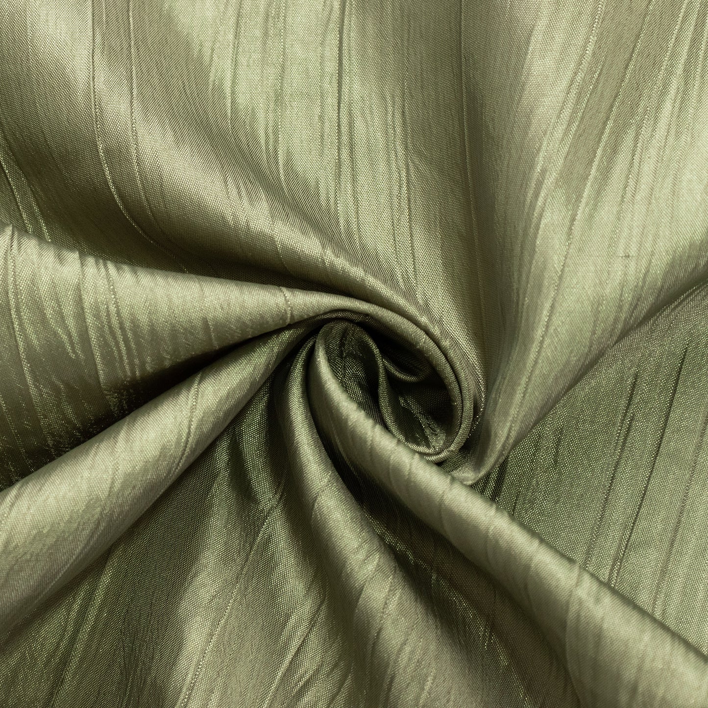 120" Dusty Sage Green Accordion Crinkle Taffeta Round Tablecloth Seamless for 5 Foot Table With Floor-Length Drop